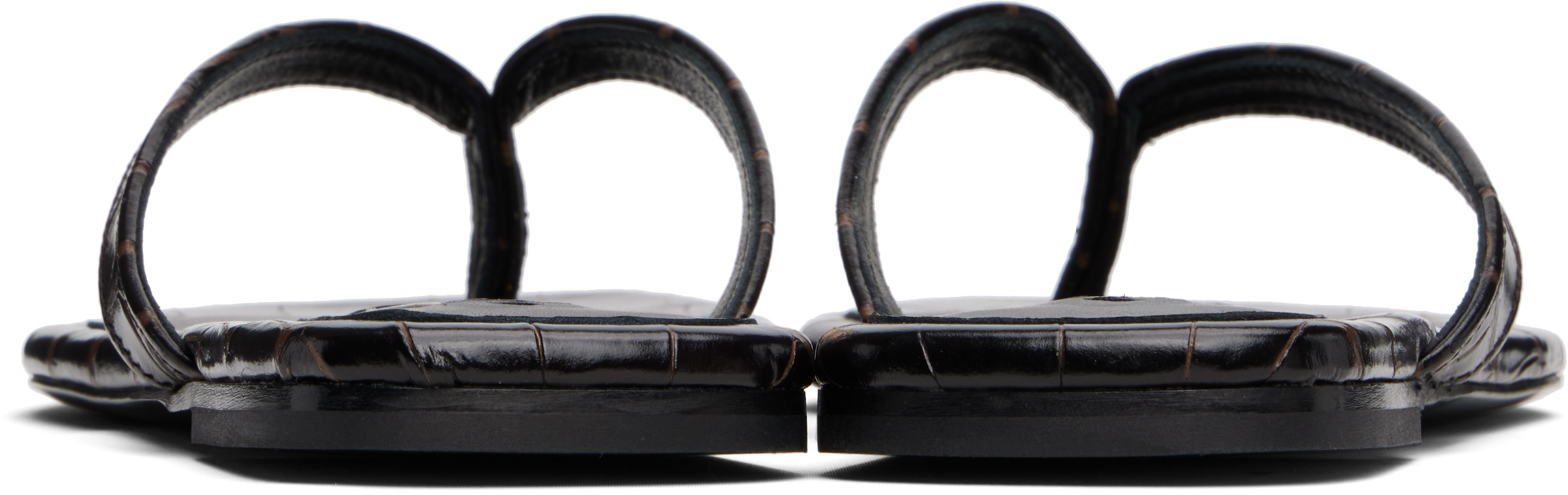 Shop Totême Brown Croco-embossed Flip-flops