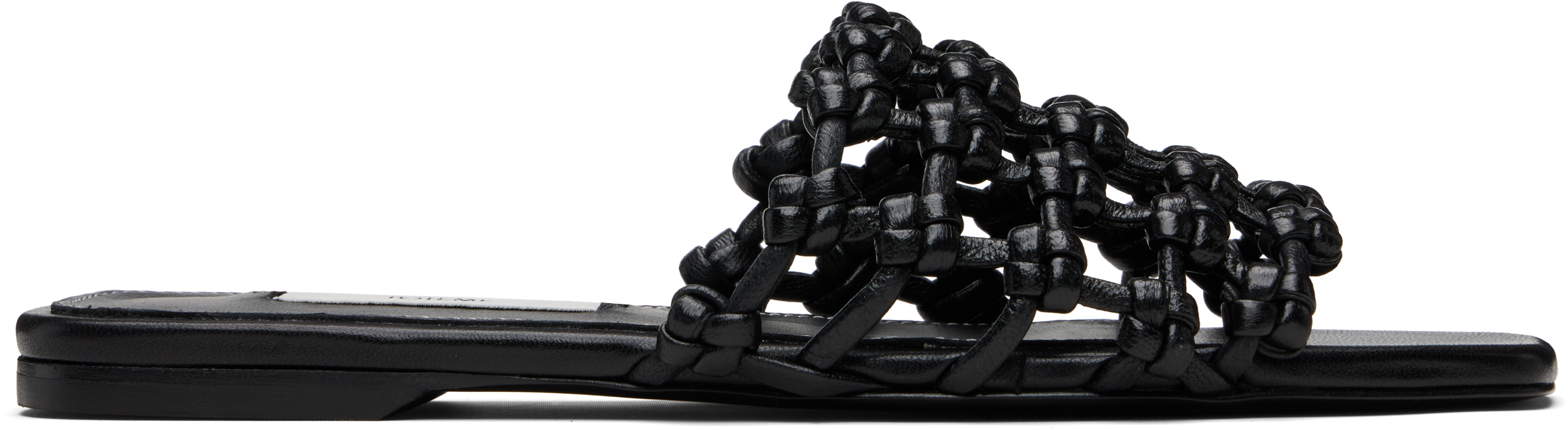 Totême Black Braided-leather Bandeau Slides