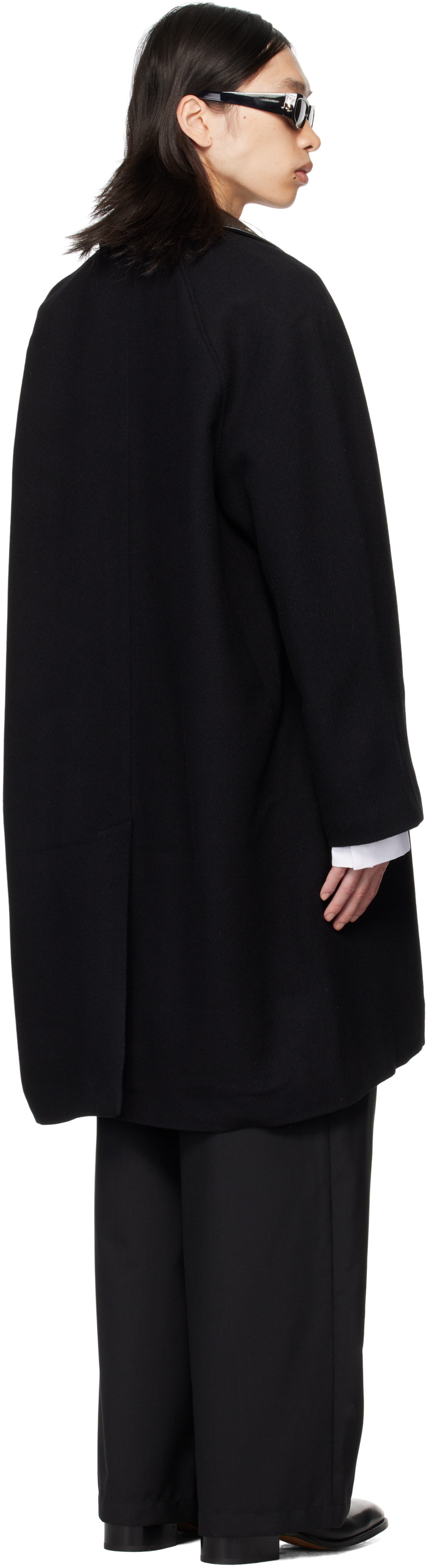 Av Vattev Black Collar Belt Coat In Black