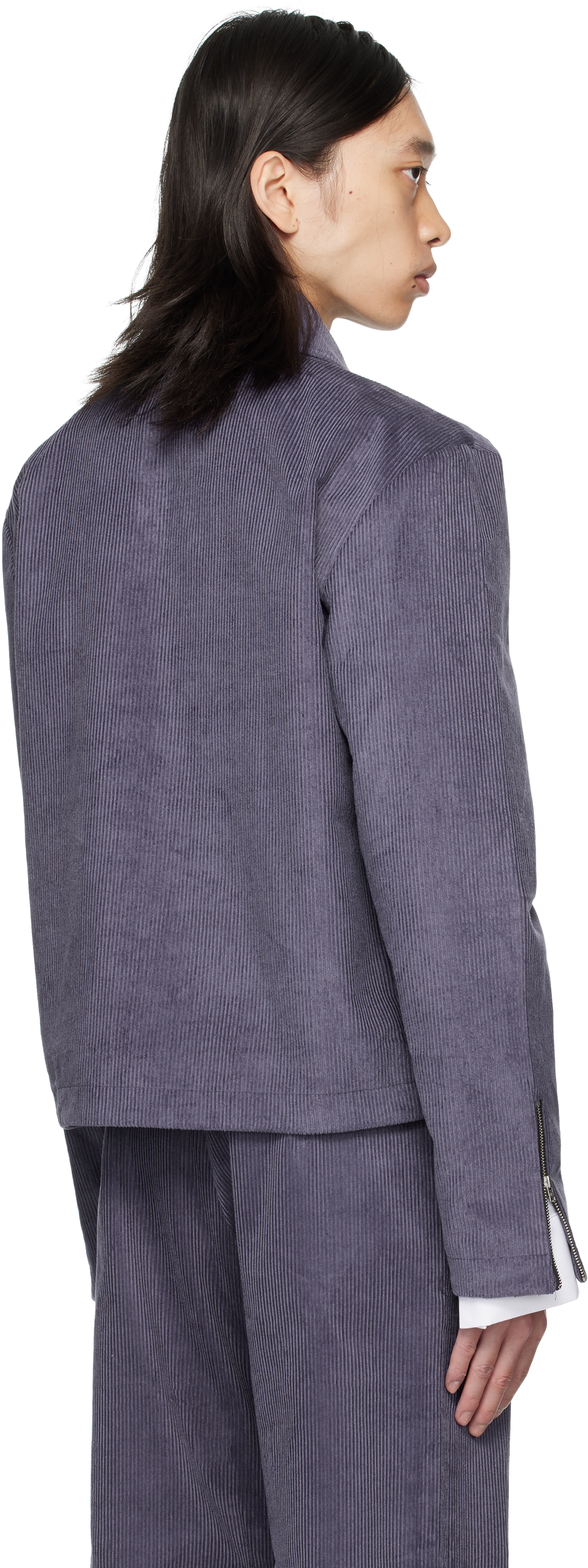 Av Vattev Purple Collar Belt Jacket In Gray