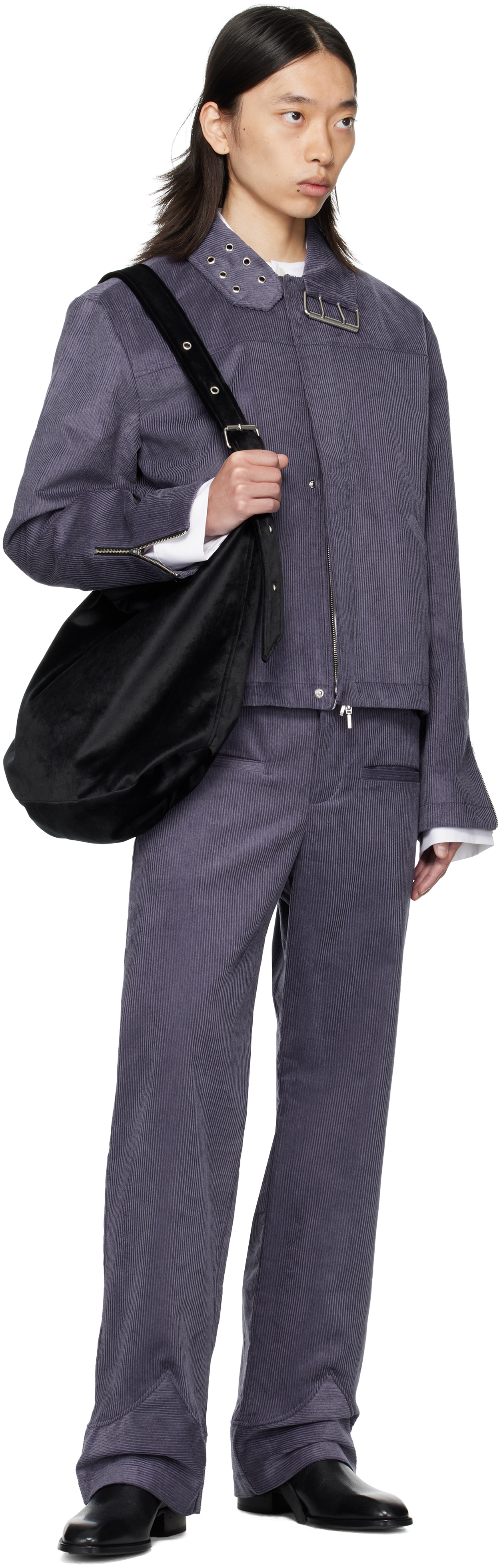 Av Vattev Purple Collar Belt Jacket In Gray