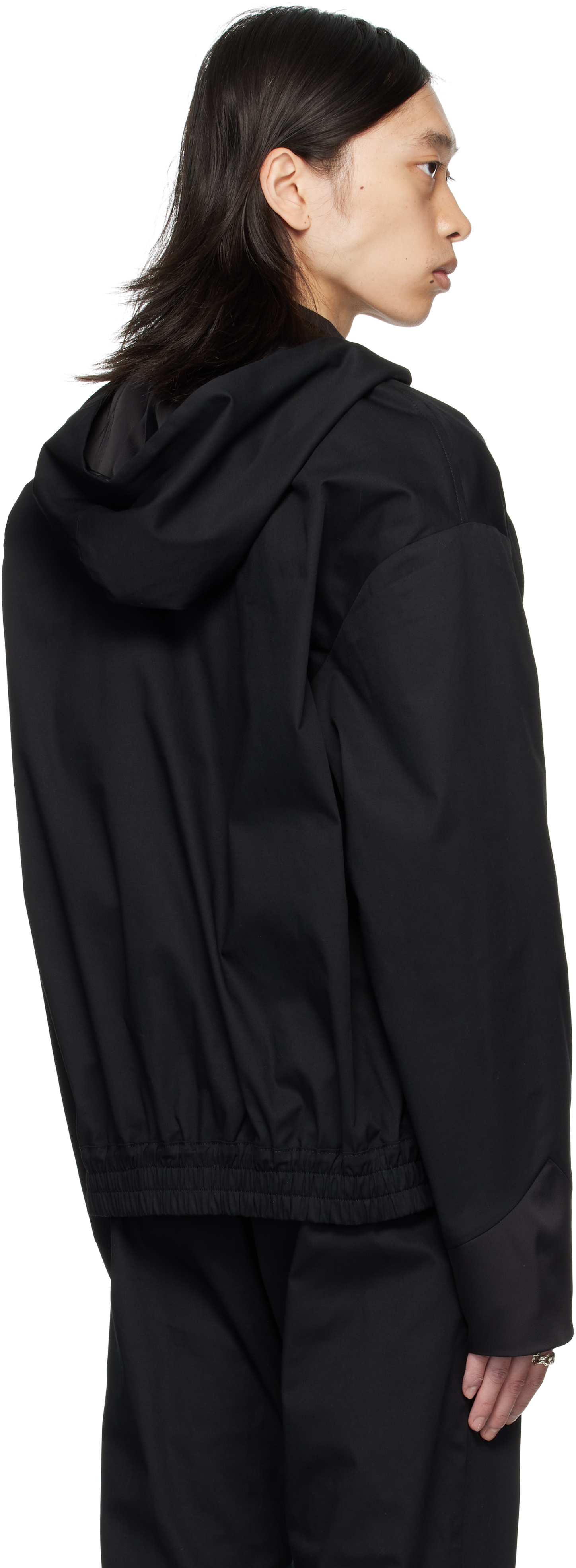 Av Vattev Black Hooded Scarf Jacket In Black