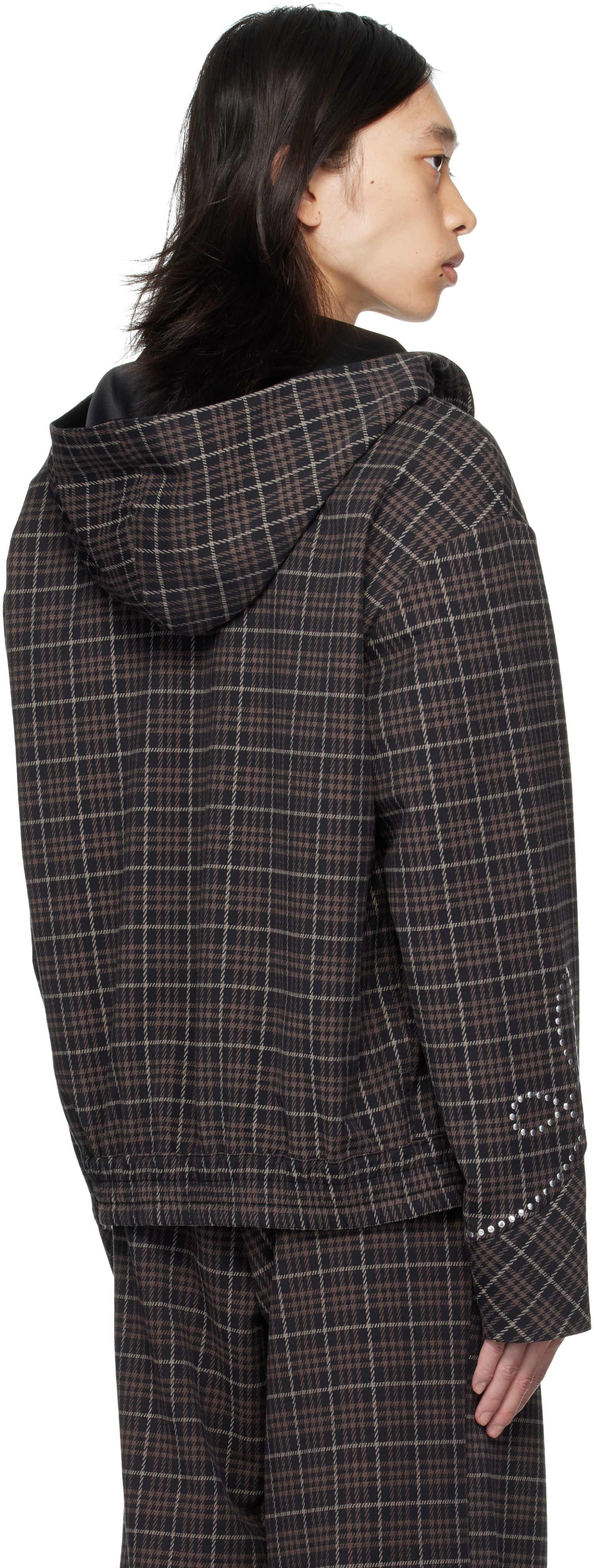Av Vattev Ssense Exclusive Brown Hooded Scarf Jacket In Blue