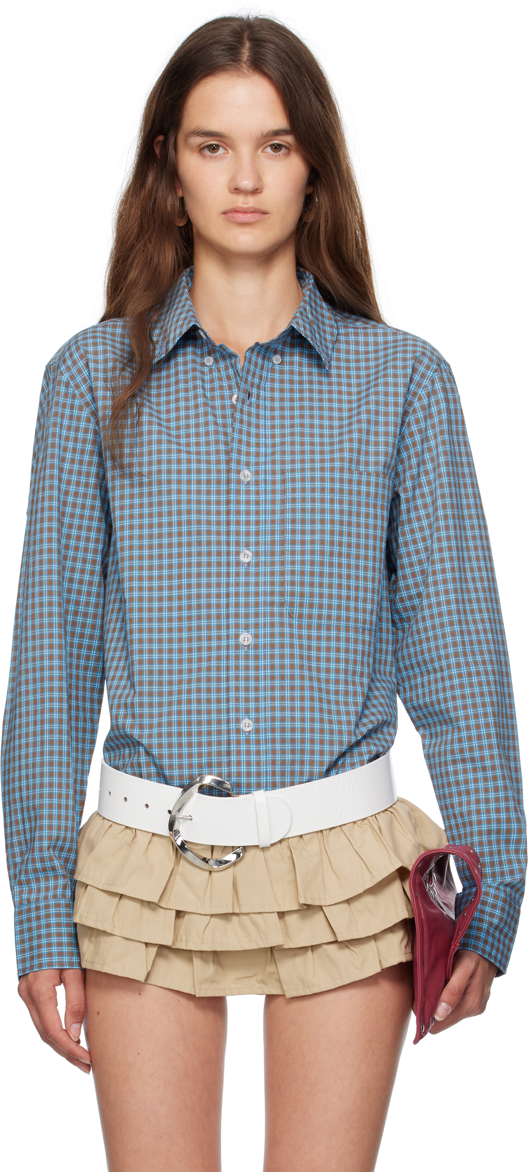 トップス gimaguas shirt tops Beige poplin shirt for women with silver studs – Gimaguas