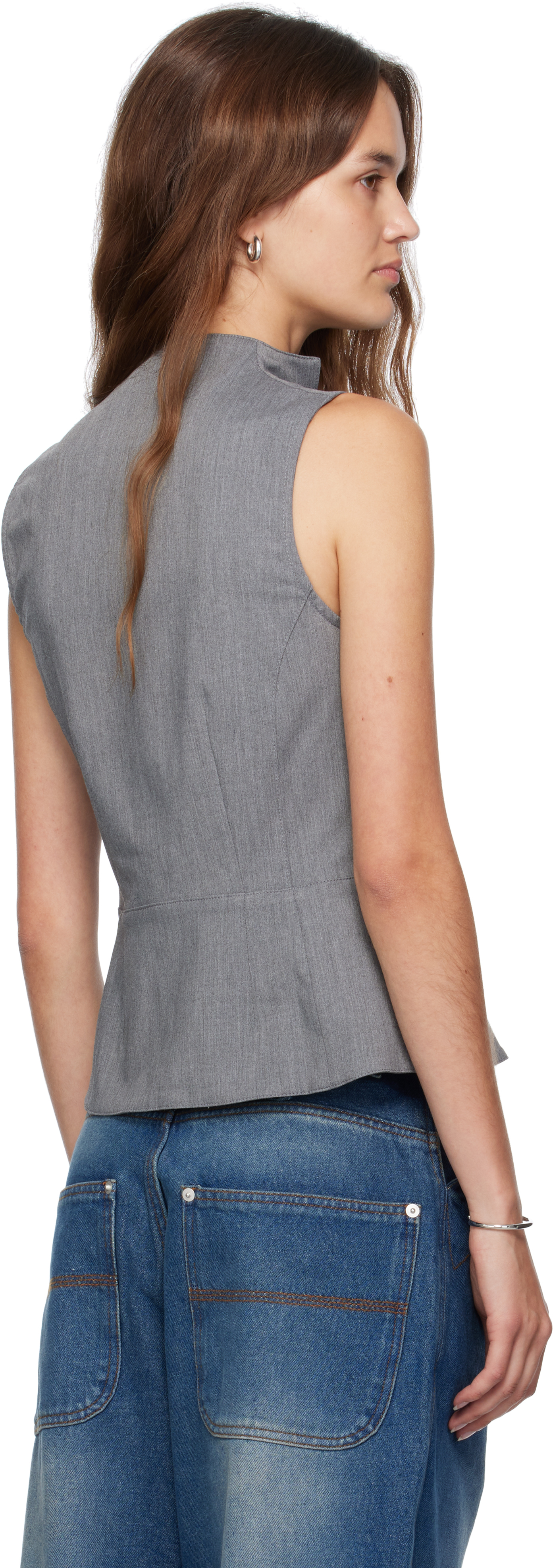 Gimaguas Melange Grey Stretch Jersey Amor Top In Gray