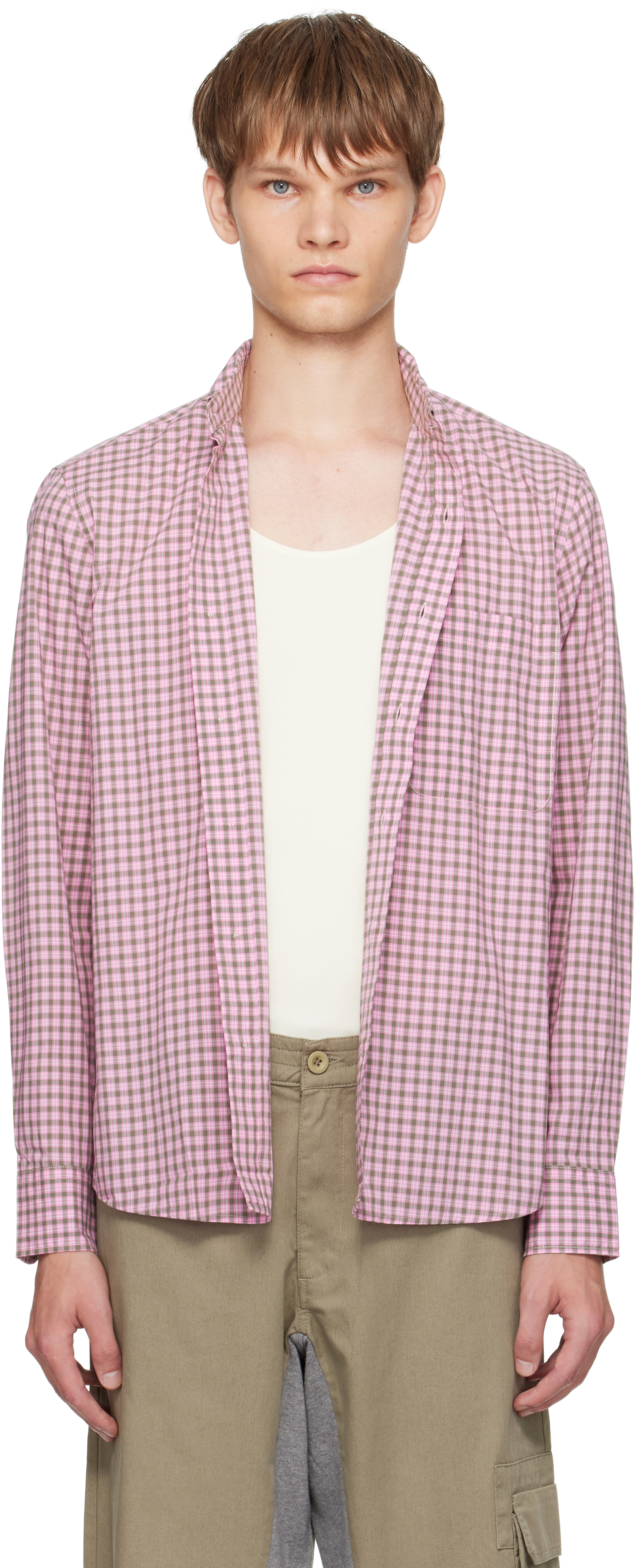Gimaguas Pink & Green Jeremy Ls Shirt In Pink