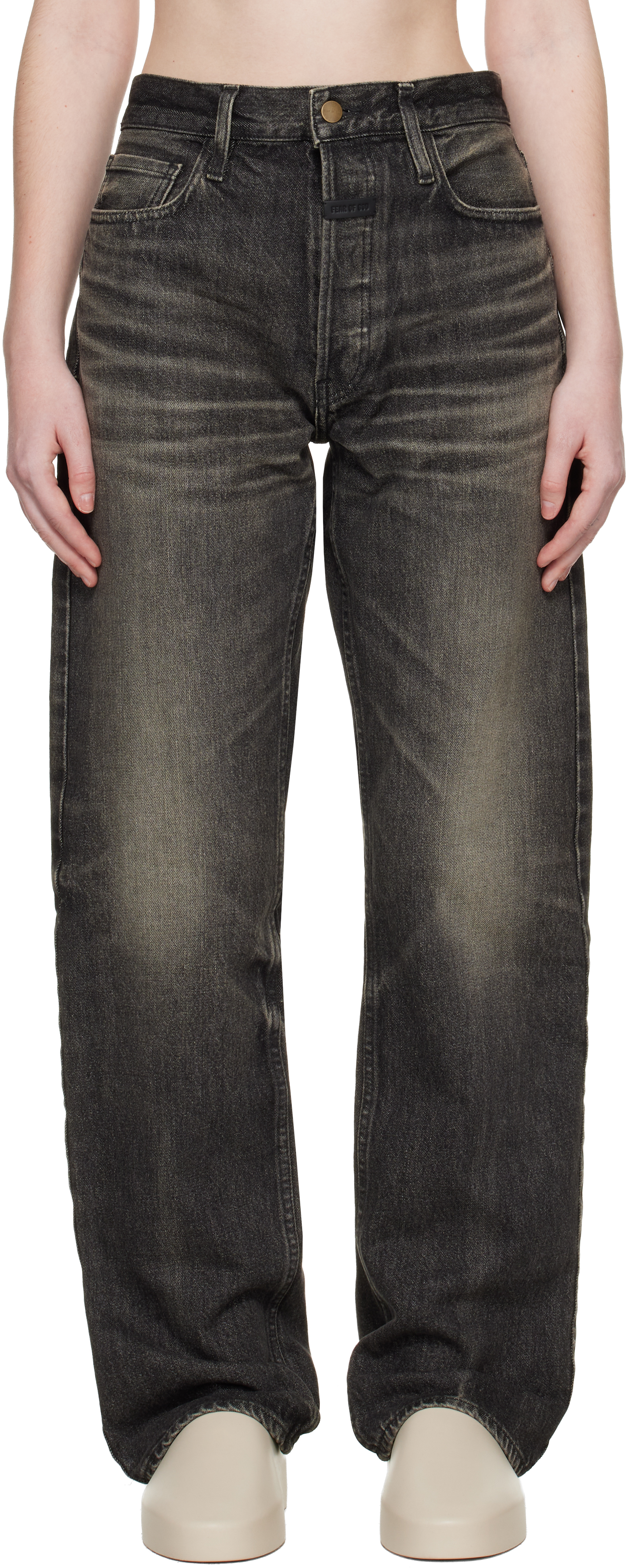 Black Straight 5 Pocket Jeans by Fear of God on Sale