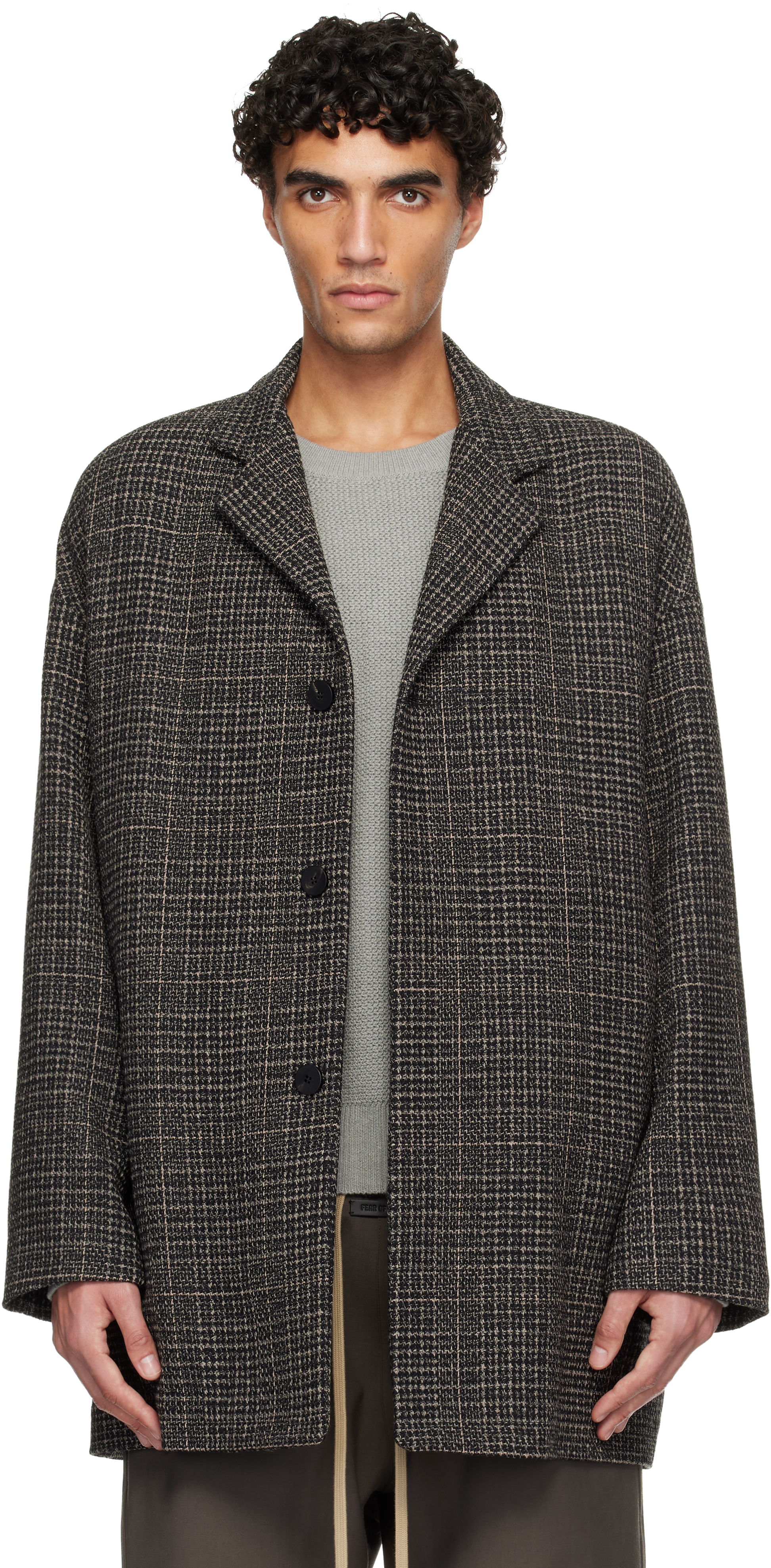Fear of God Black Wool Plaid Relaxed Blazer