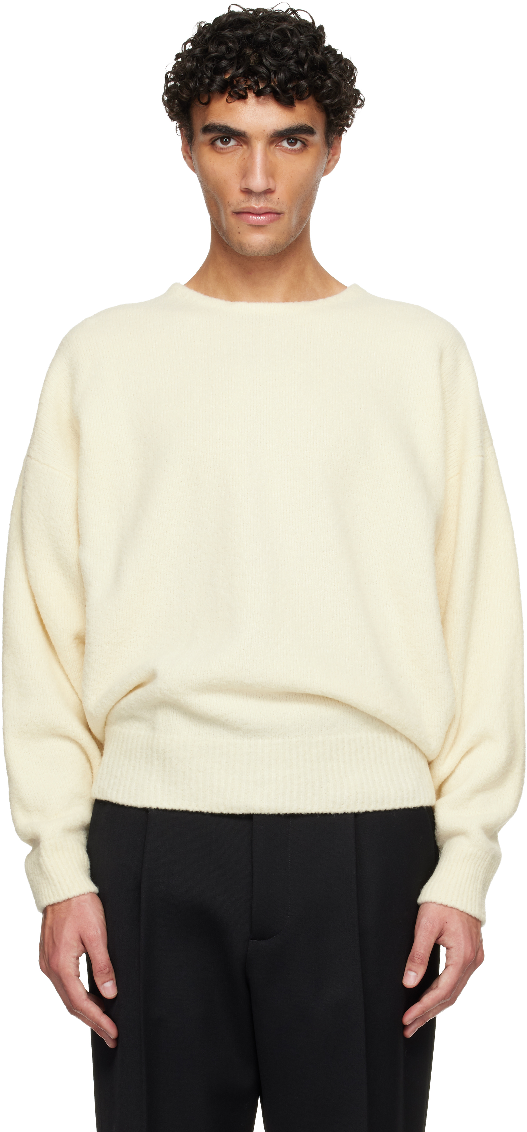 Fear of God: オフホワイト Edge Knit クルーネックセーター | SSENSE 日本