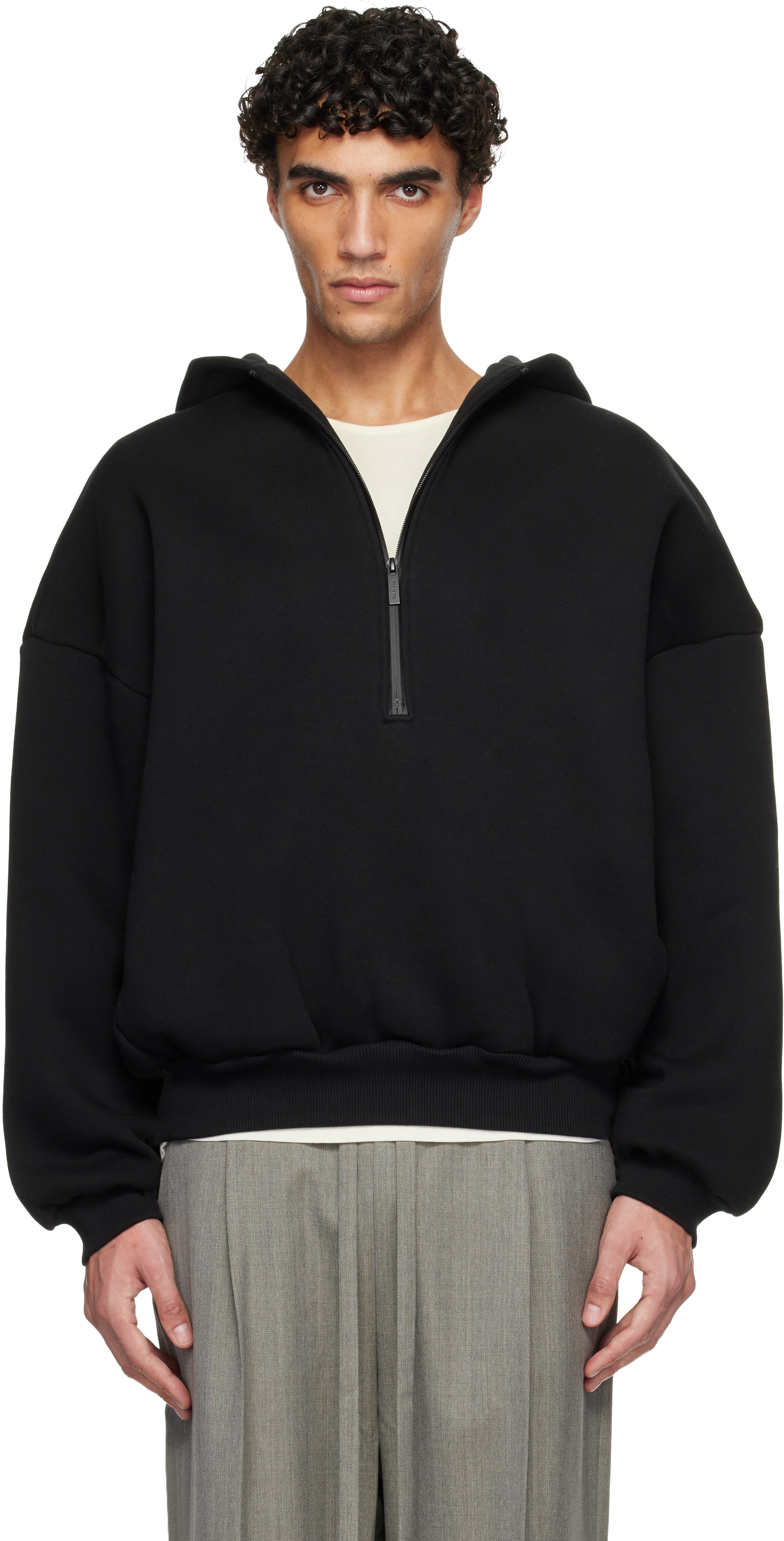 Black Athletics Half Zip Hoodie by Fear of God on Sale