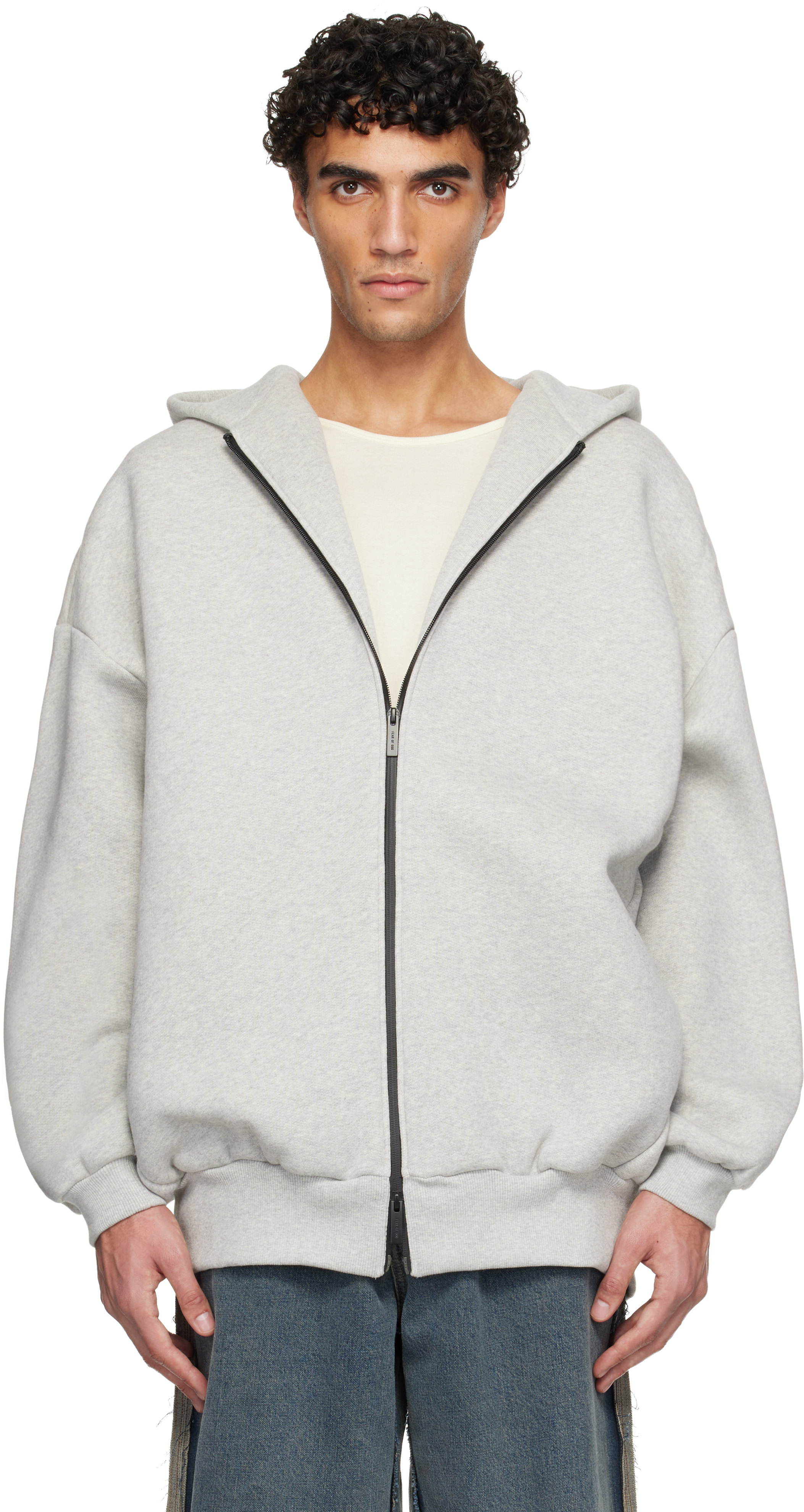 Gray Athletics Zip Up Hoodie by Fear of God on Sale