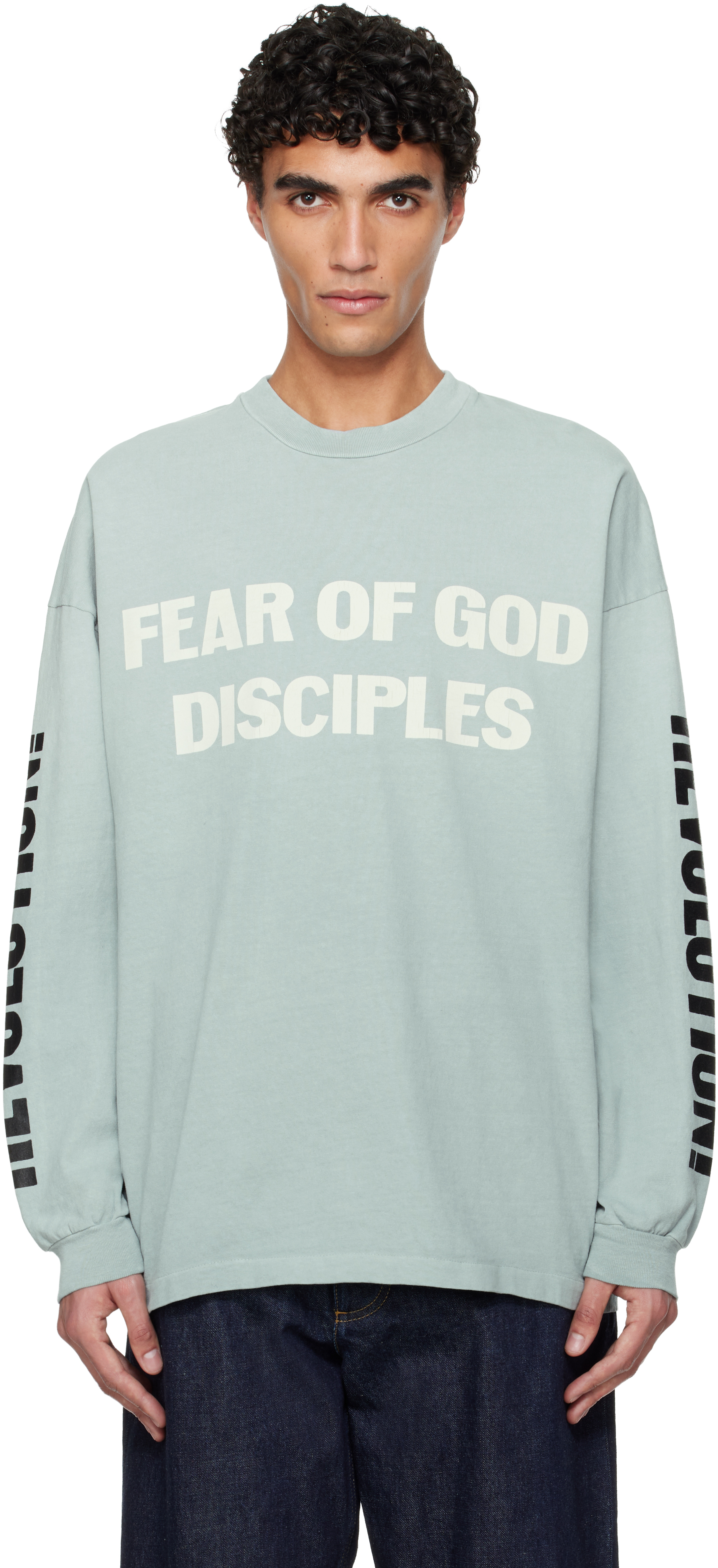 Fear of God: ブルー 'Disciple' Relaxed 長袖Tシャツ | SSENSE 日本