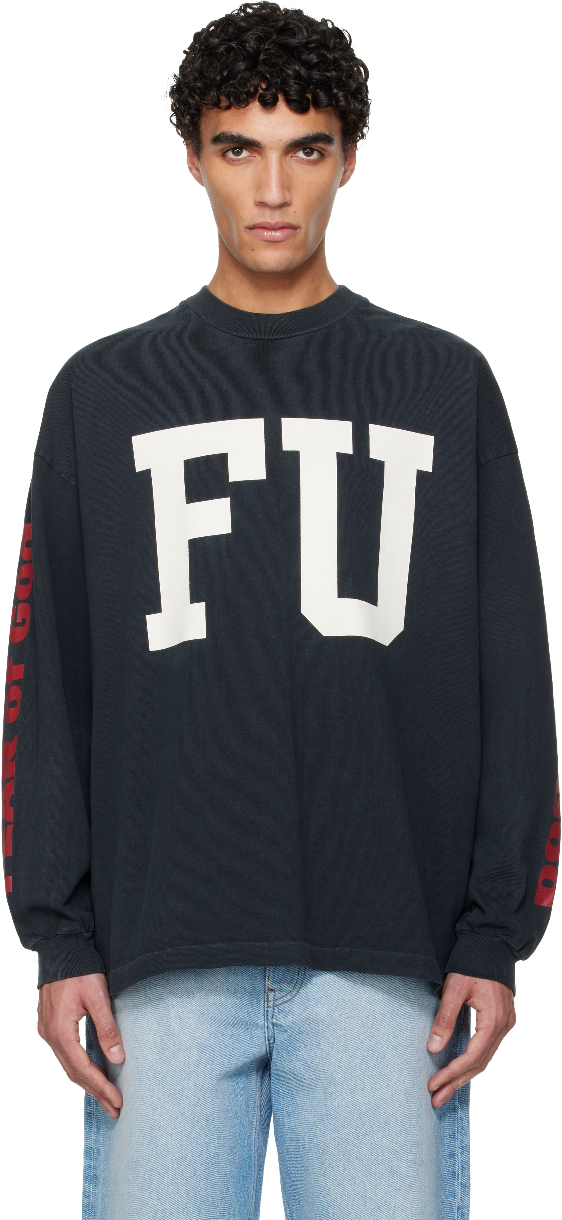 Black Relaxed Long Sleeve 'Freedom' T-shirt by Fear of God on Sale