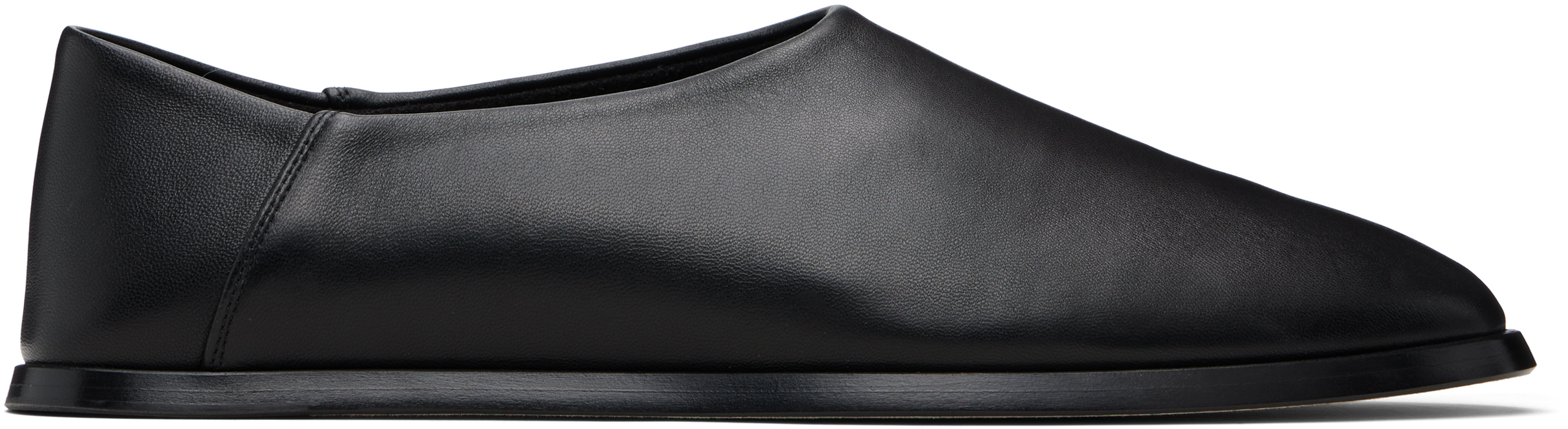 Fear of God Shoes Mens 10 43 Black Leather Flat Loafers Quiet Luxury Italy FEAR OF GOD Leather Mules for Men | MR PORTER main image 3
