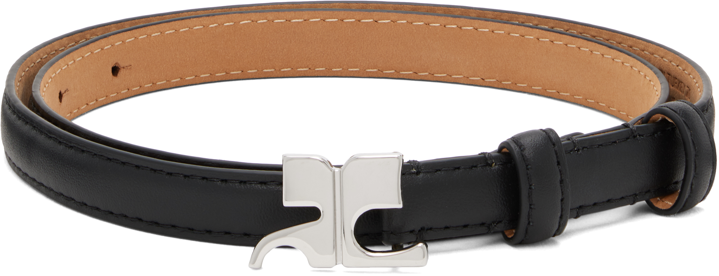 Courrèges Black 15mm Ac Leather Belt In Black
