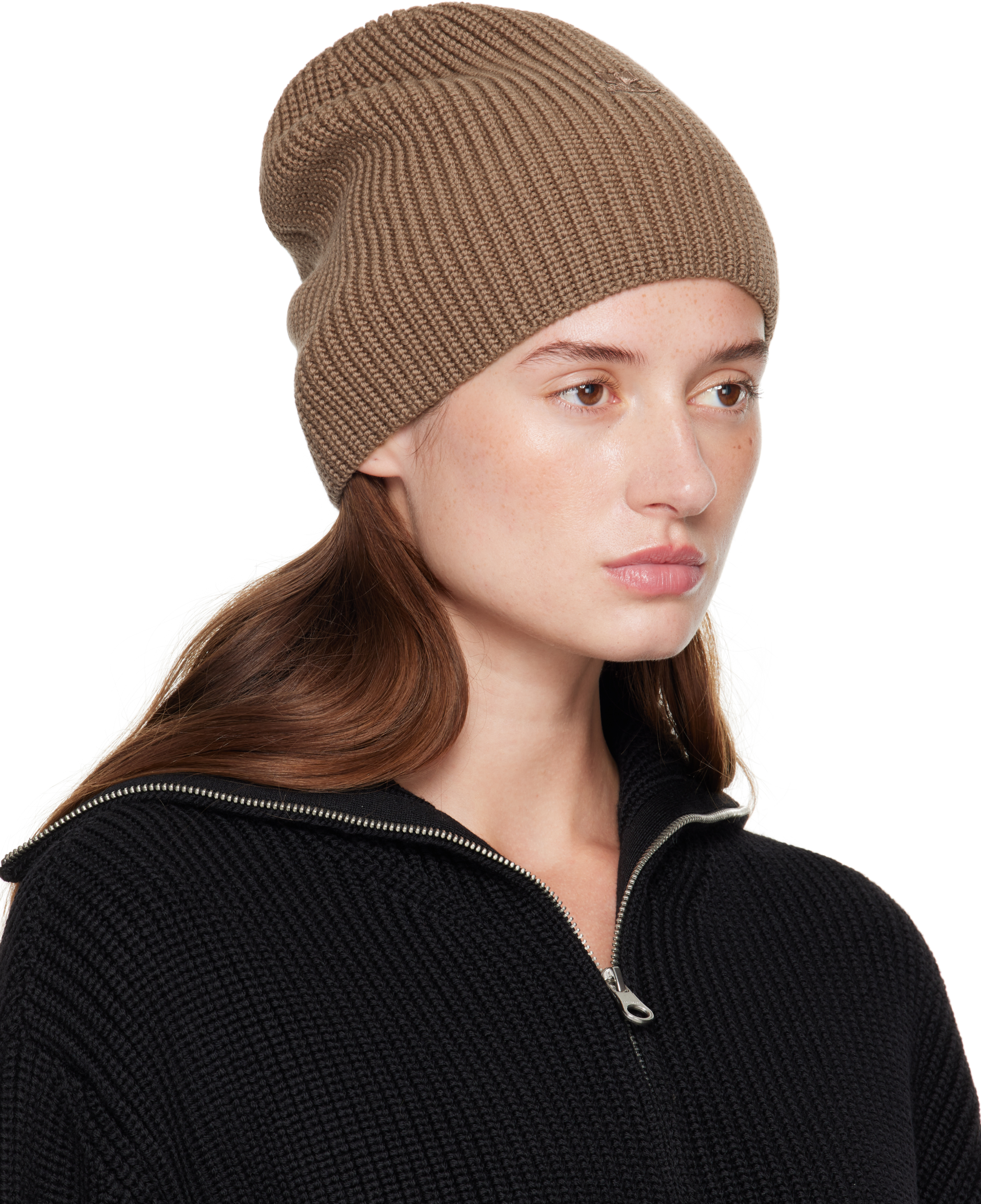 Courrèges Taupe Ac Light Wool Beanie In Brown