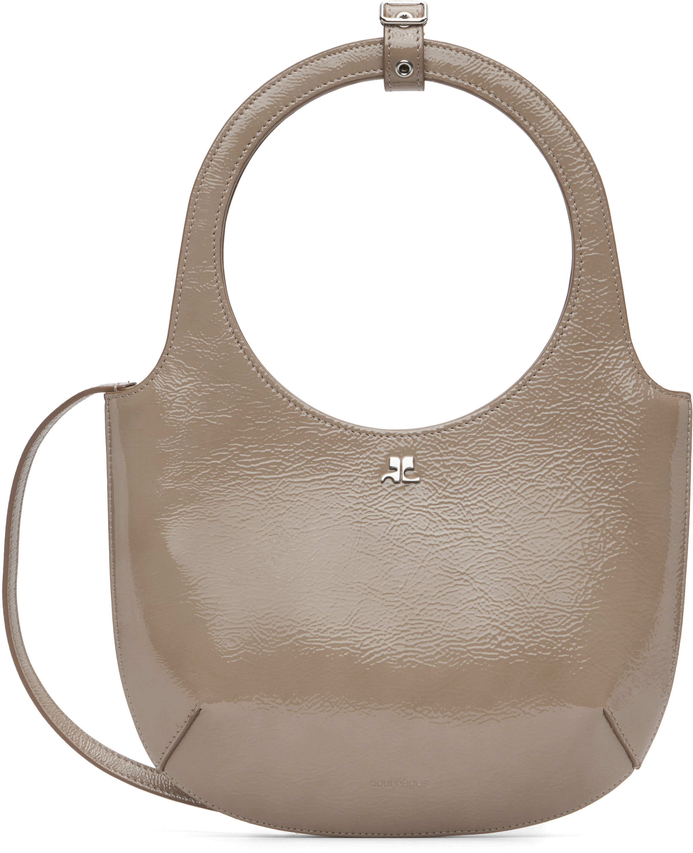 Courrèges Taupe Holy Naplack Leather Bag