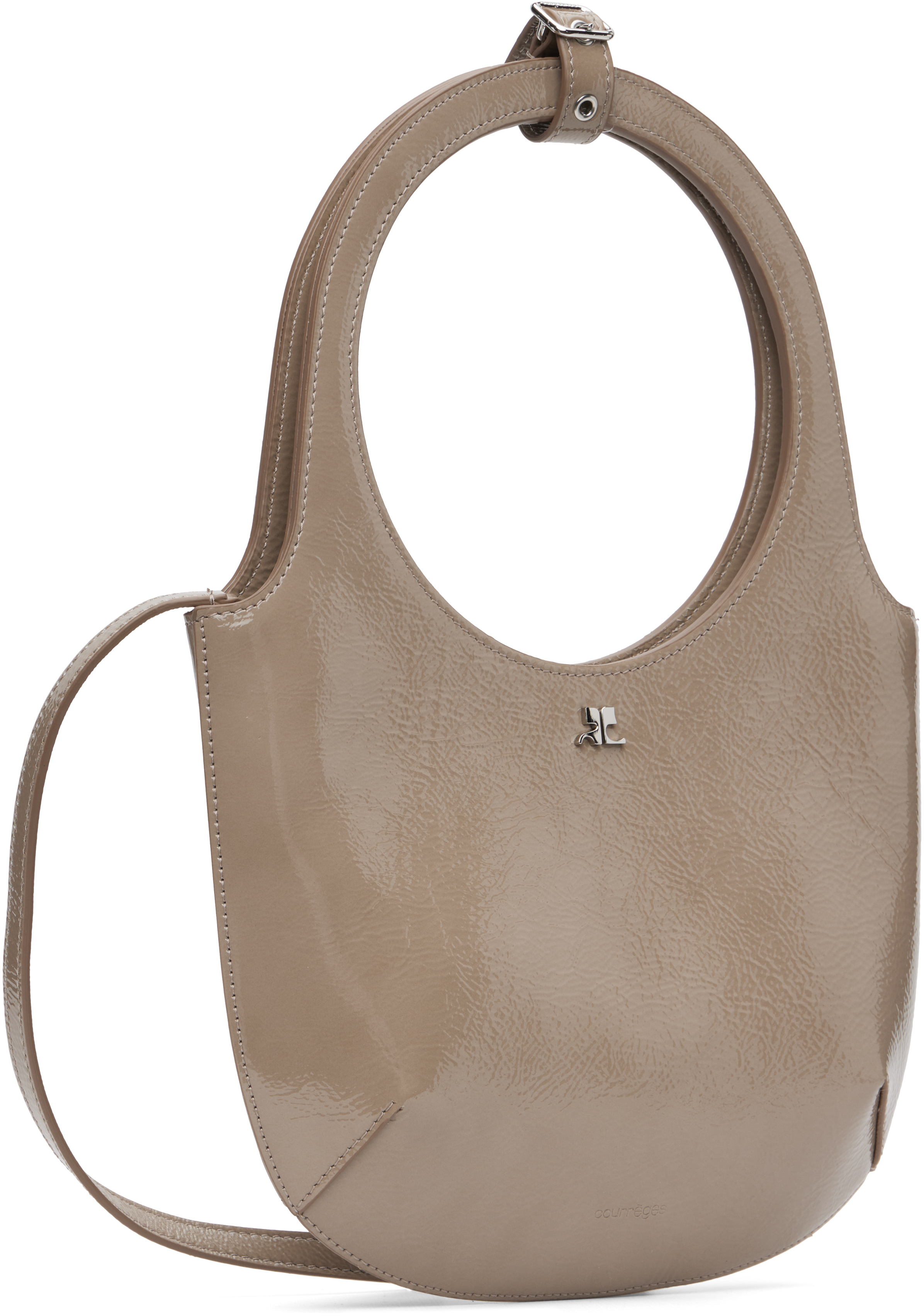 Courrèges Taupe Holy Naplack Leather Bag