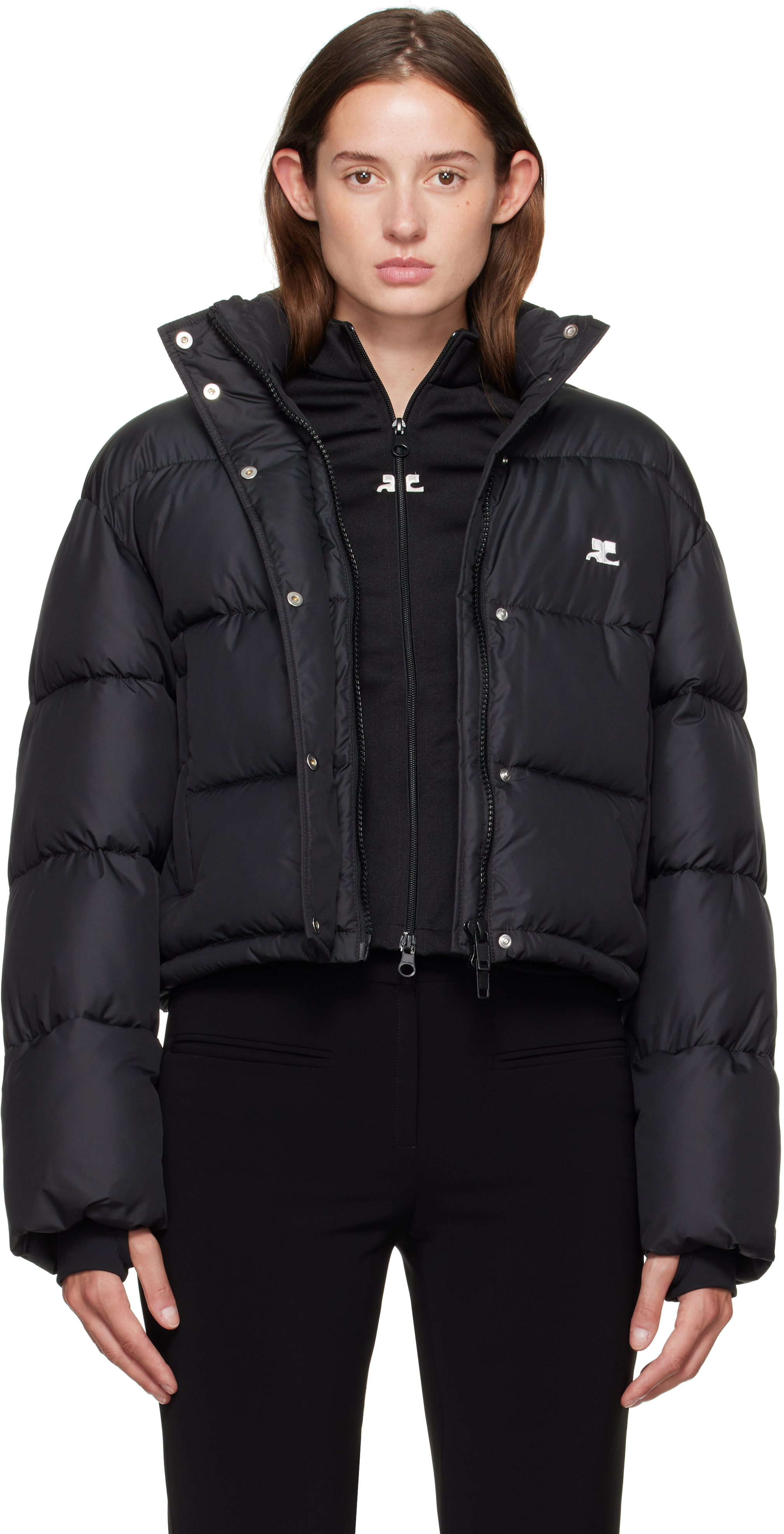 Courrèges Black Cropped Puffer Jacket