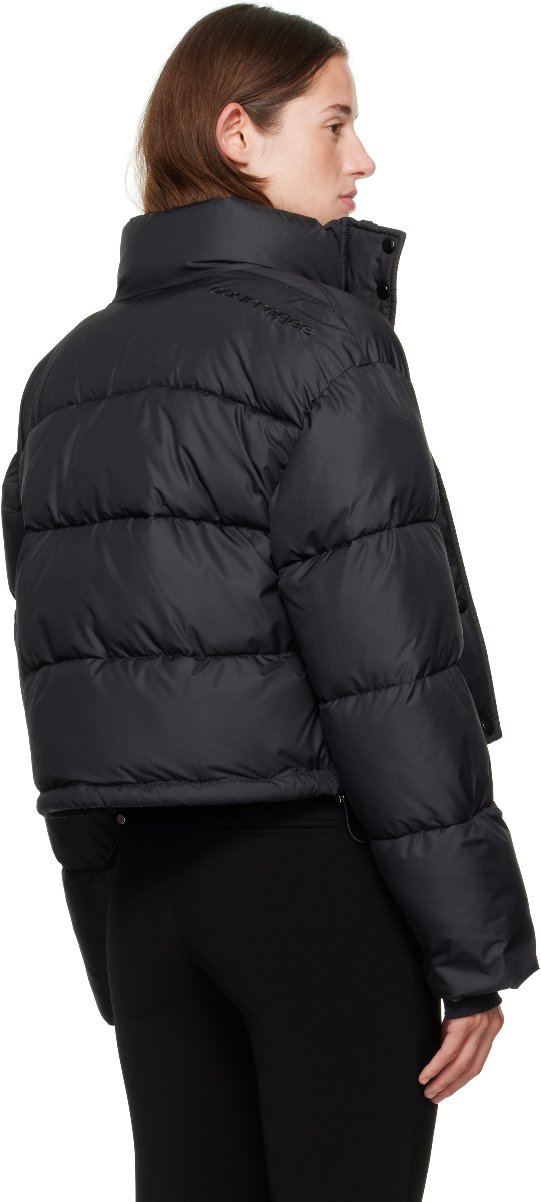 Courrèges Black Cropped Puffer Jacket In Black
