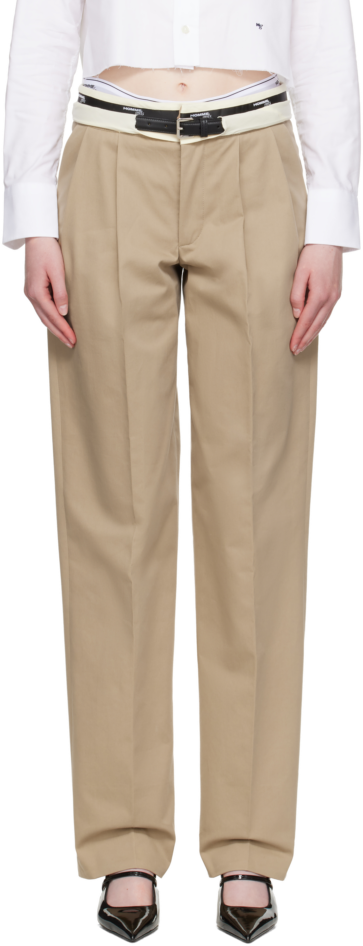 Khaki Big Belt Trousers