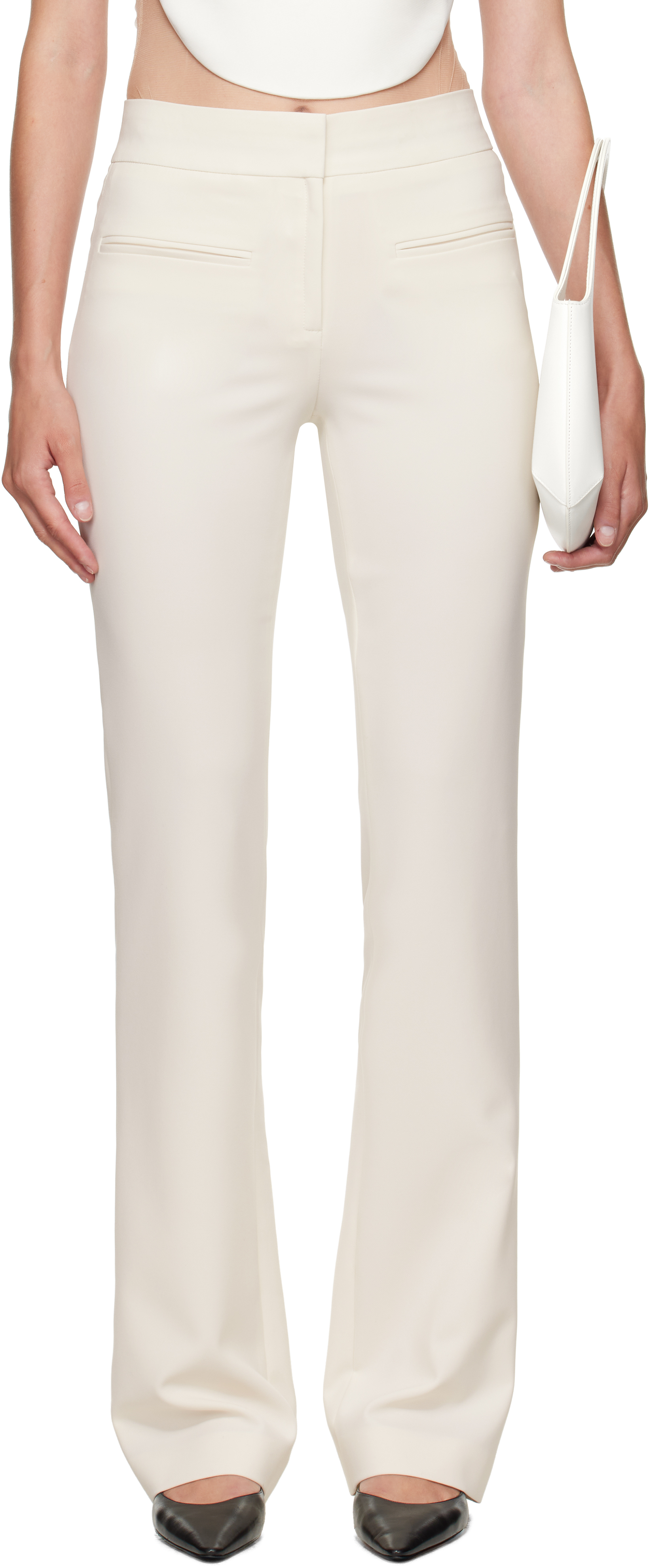 Courrèges Off-white Heritage Fluid Bootcut Trousers In White