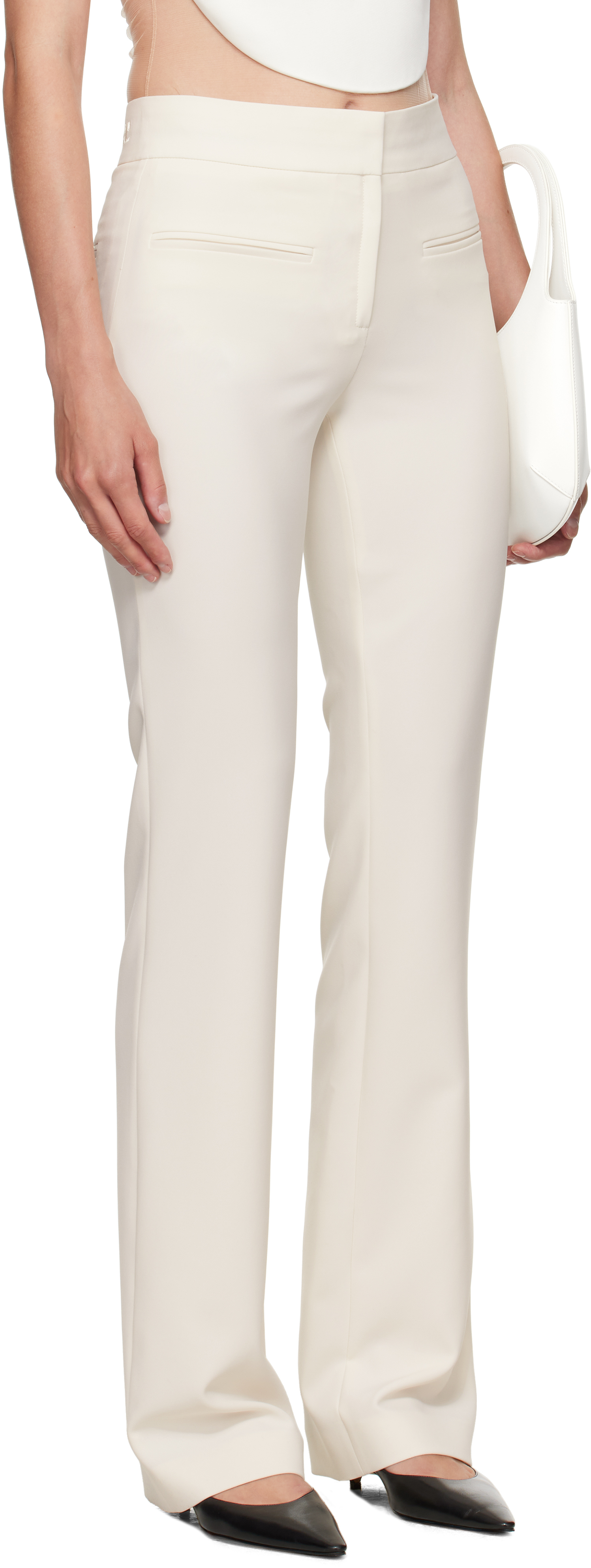 Courrèges Off-white Heritage Fluid Bootcut Trousers In White