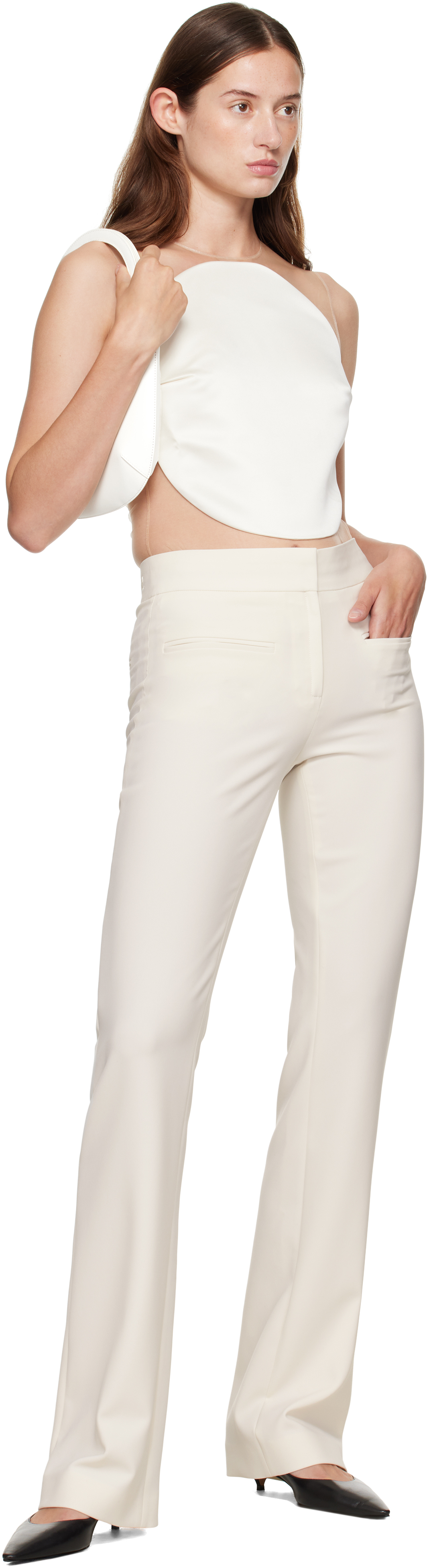 Courrèges Off-white Heritage Fluid Bootcut Trousers In White