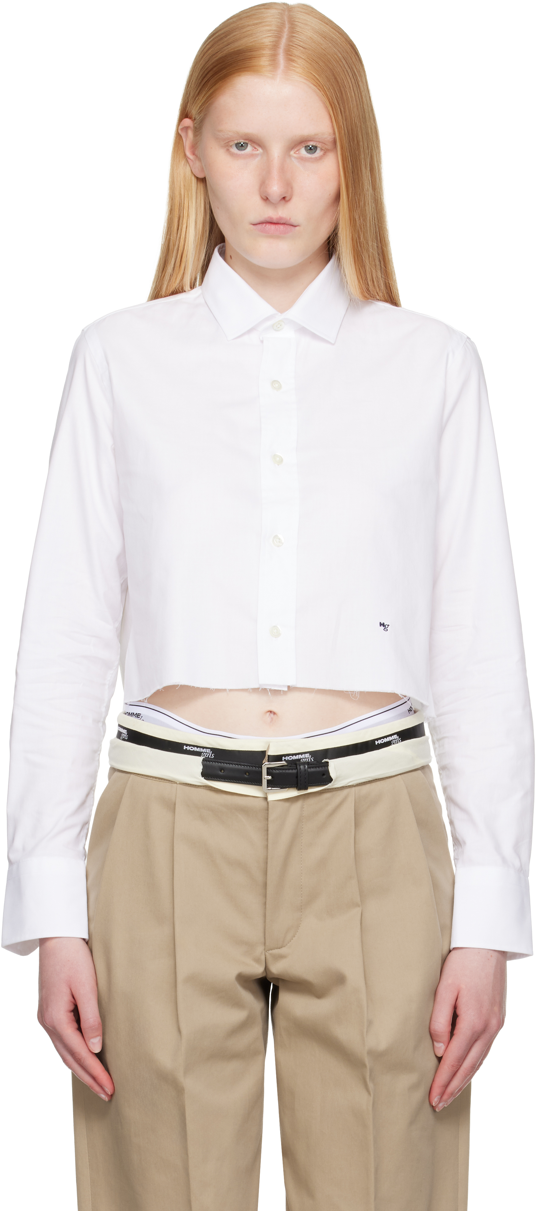 White Cropped Shirt