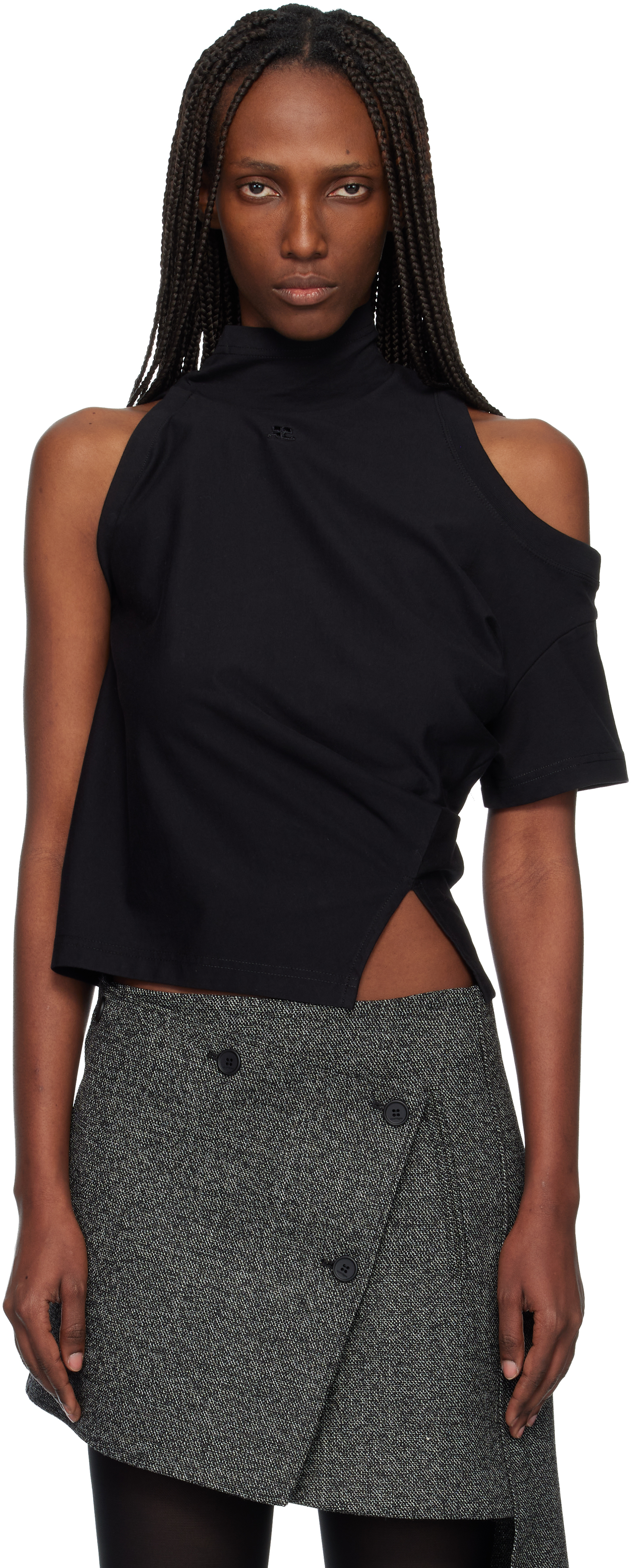 トップス Courreges SATIN SQUARE TOP M Courreges SATIN SQUARE TOP M