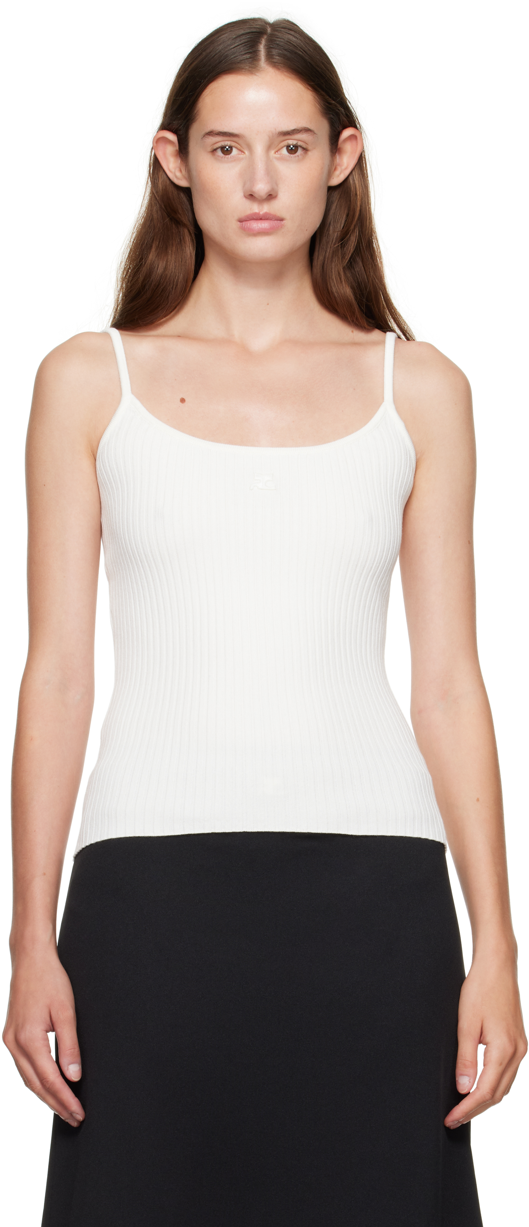 Courrèges White Reedition Rib Knit Tank Top In White