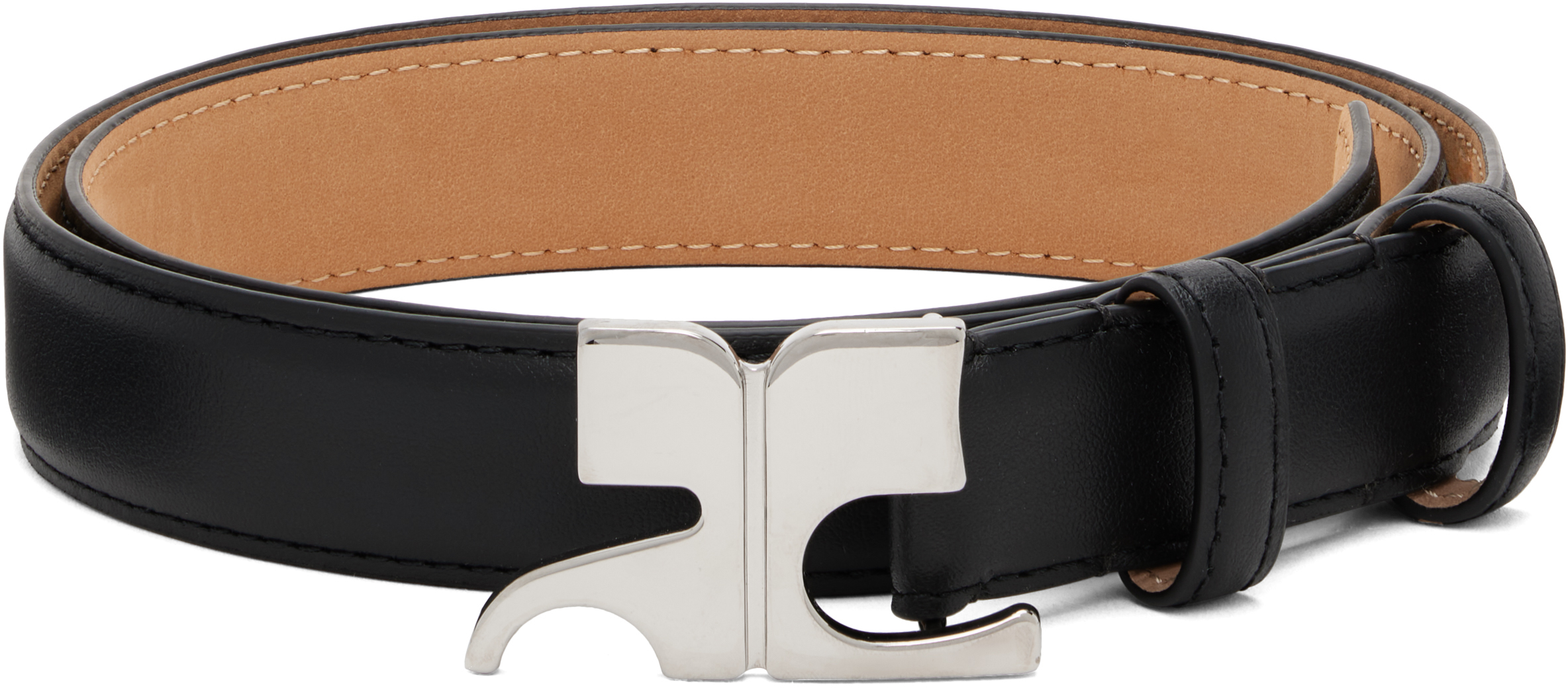 Courrèges Black 25MM AC Leather Belt