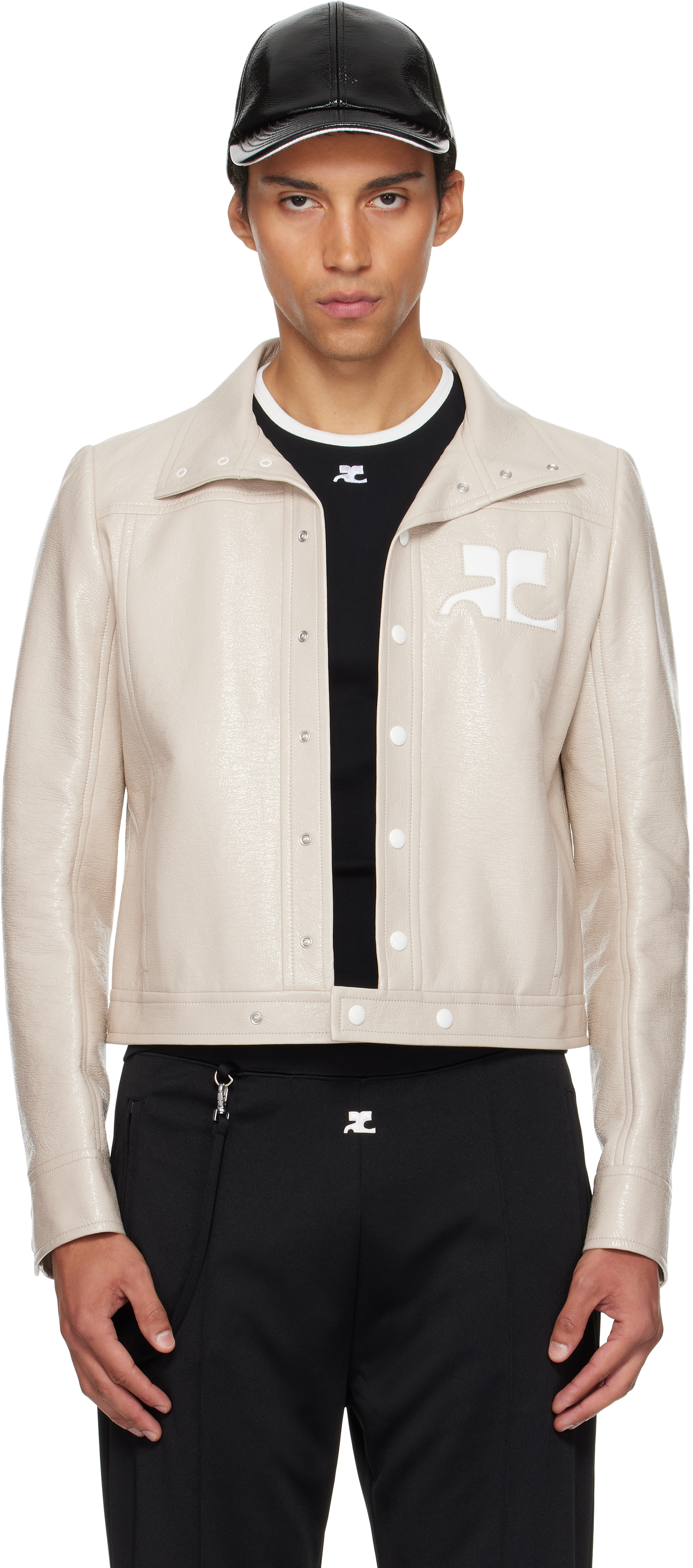 Courrèges Beige Reedition Vinyl Jacket In Neutral