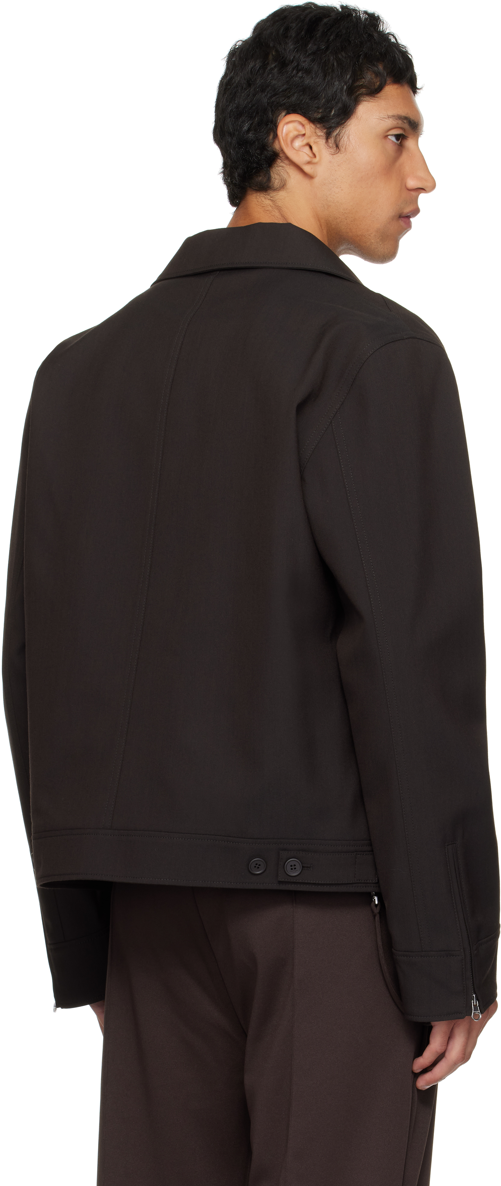 Courrèges Brown Embroidered Zipped Twill Jacket In Black