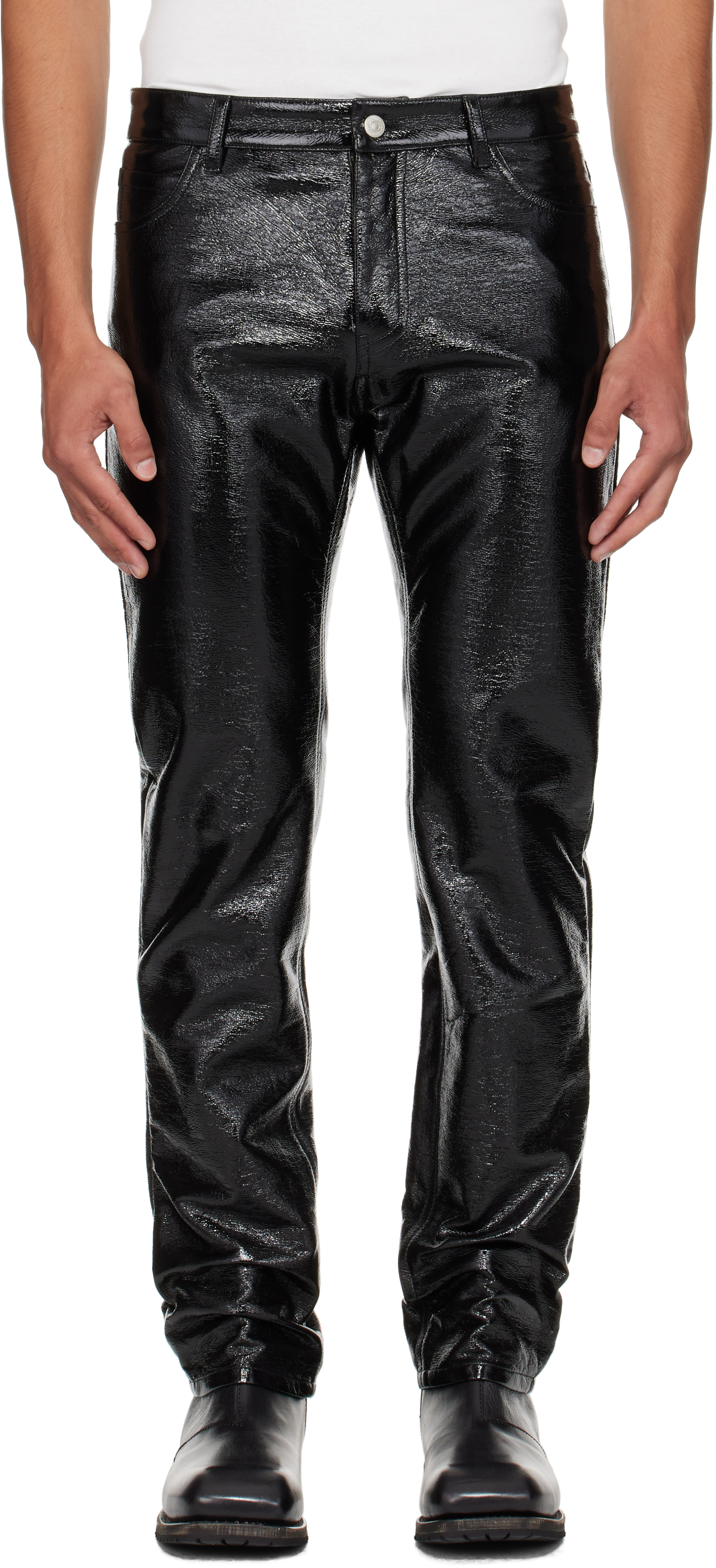 Courrèges Black 5-pocket Vinyl Reedition Trousers In Black
