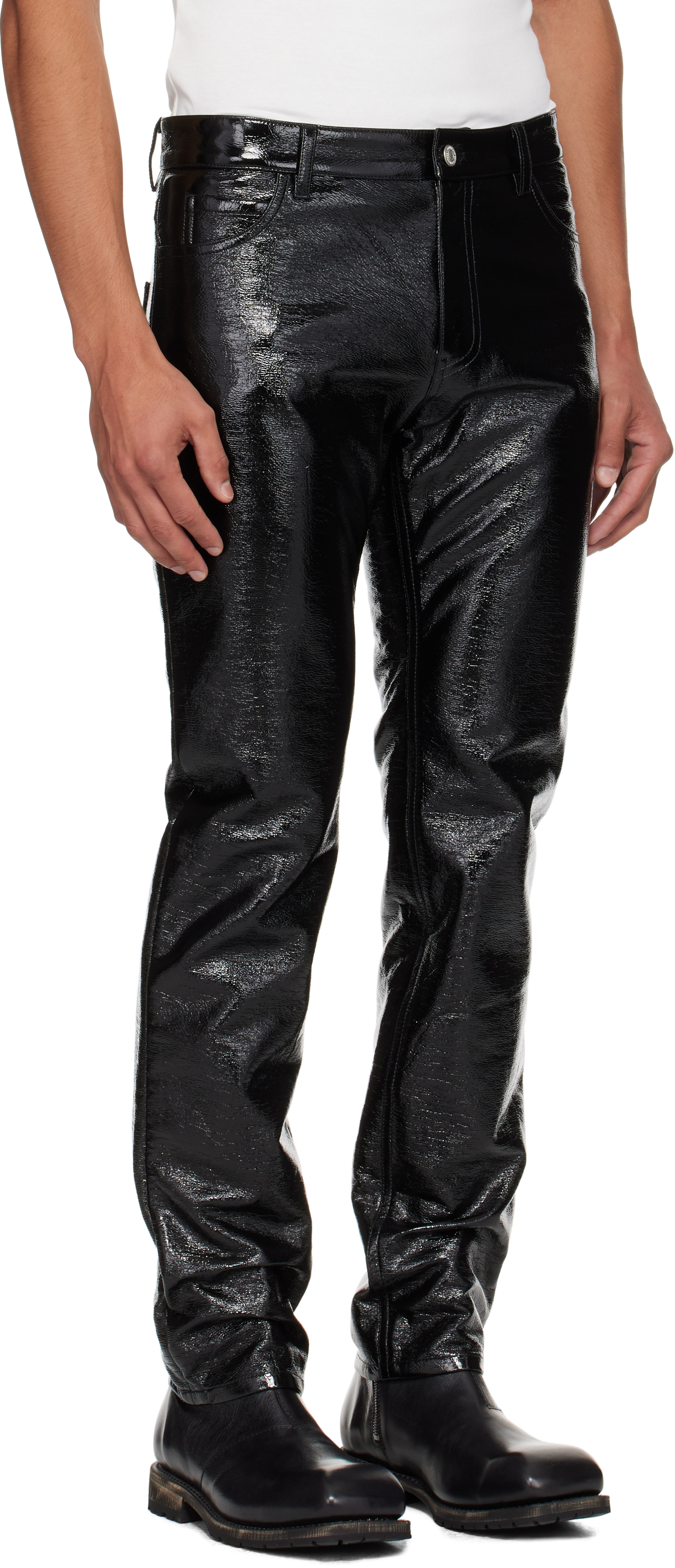 Courrèges Black 5-pocket Vinyl Reedition Trousers In Black