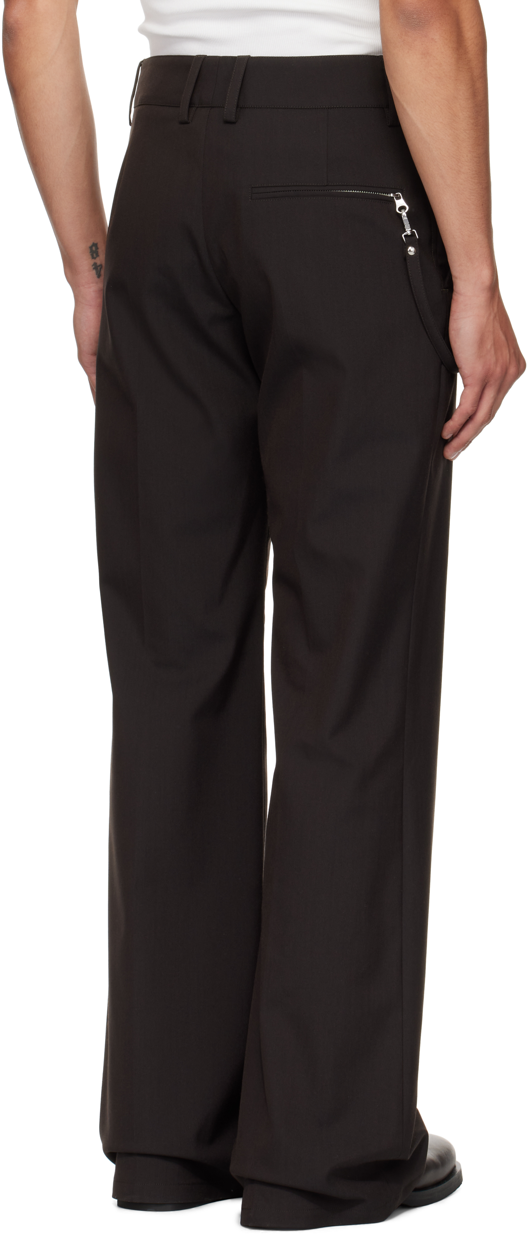 Courrèges Brown Light Twill Bootcut Trousers In Brown