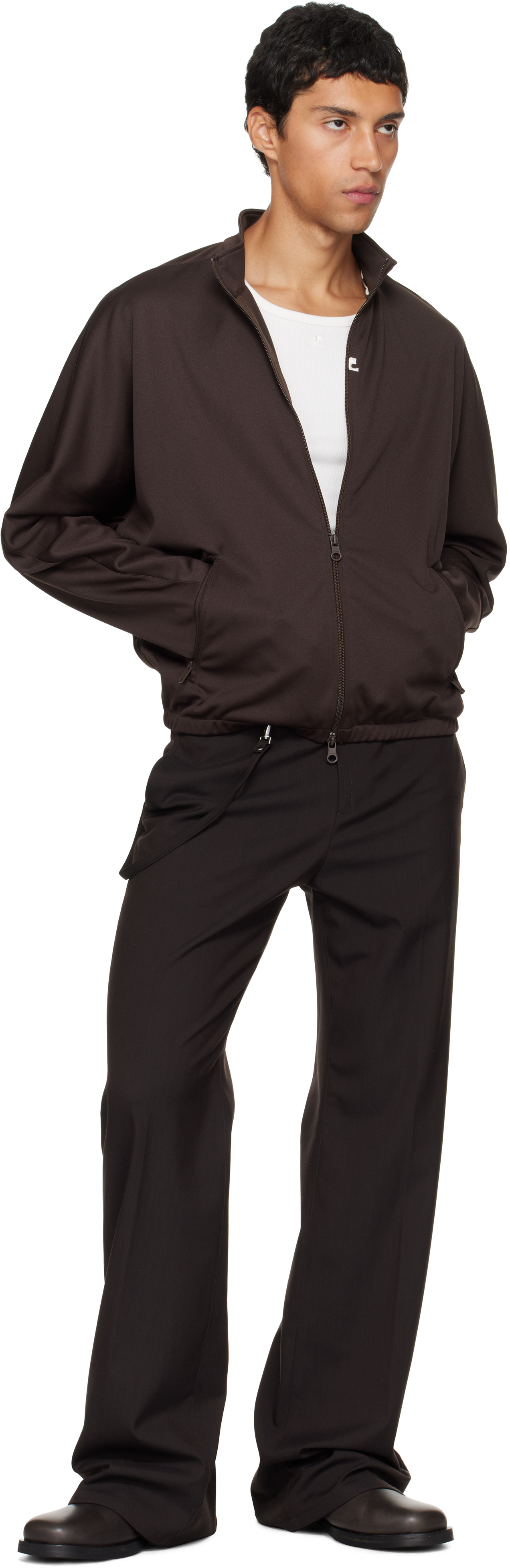 Courrèges Brown Light Twill Bootcut Trousers In Brown