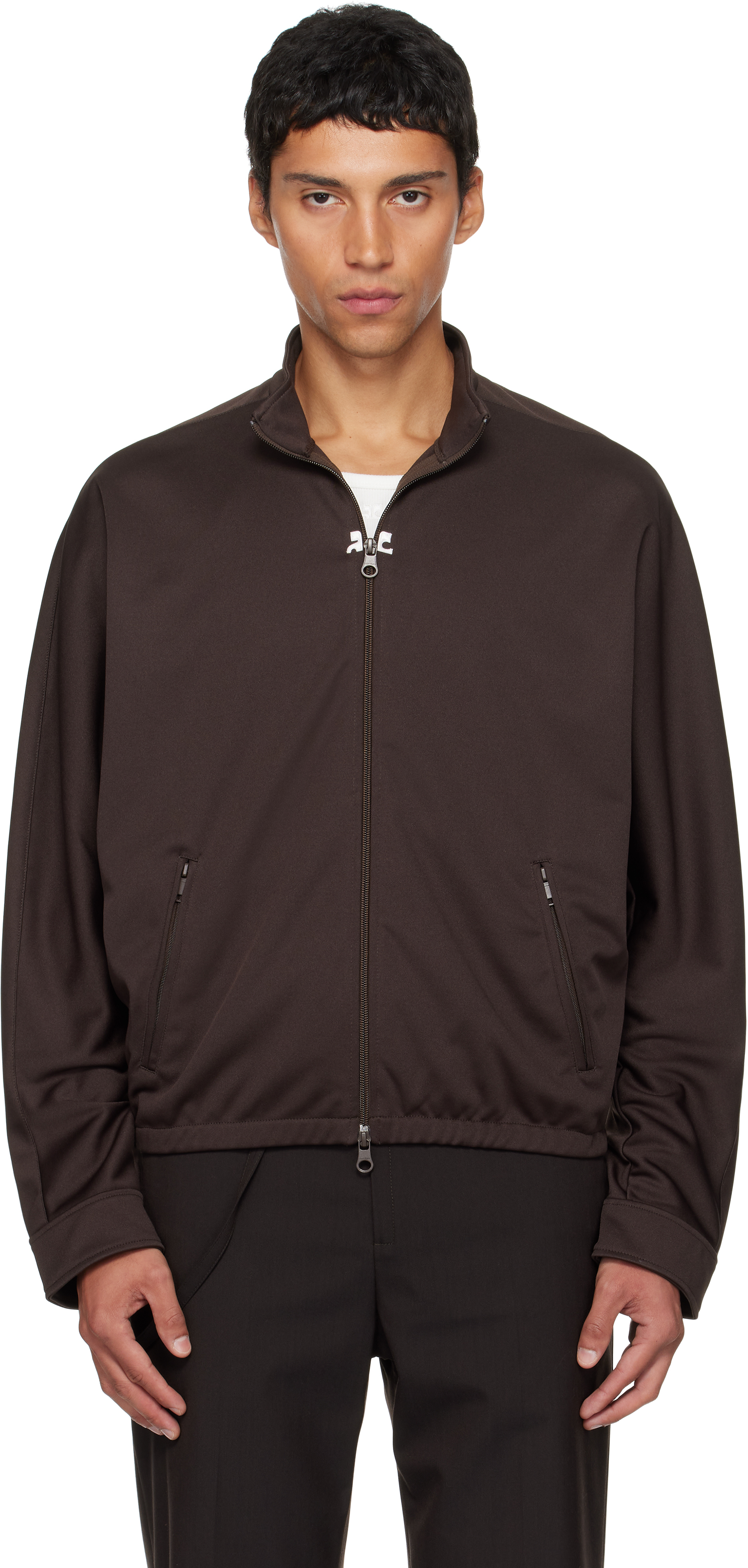 Courrèges: ブラウン インターロック トラックスーツ ジャケット