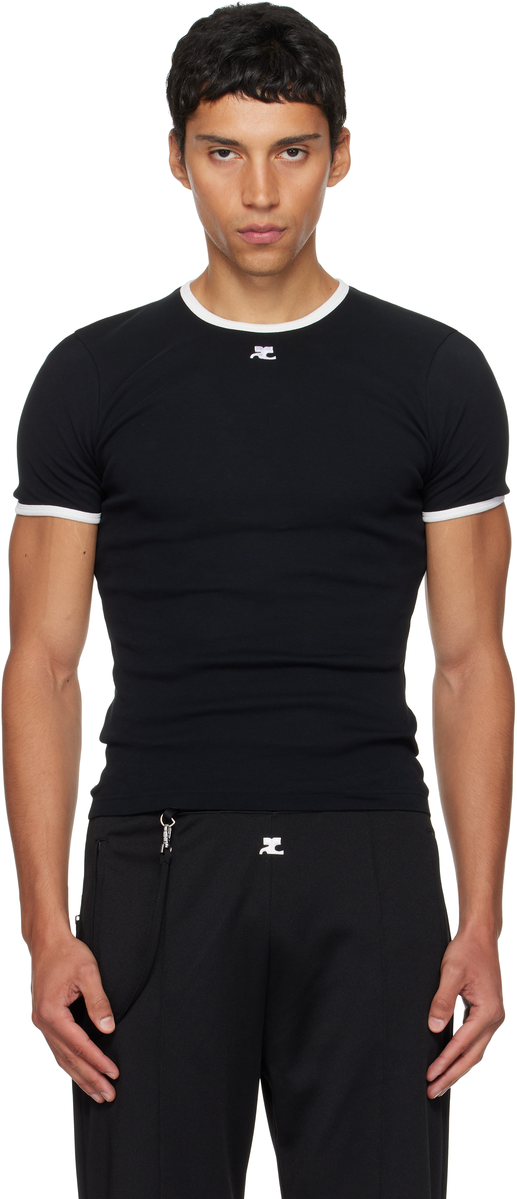 8月最終値下げ‼️【正規品】Courrèges コントラストトリム Tシャツ Courrèges コントラストトリム Tシャツ | ブラック | FARFETCH JP