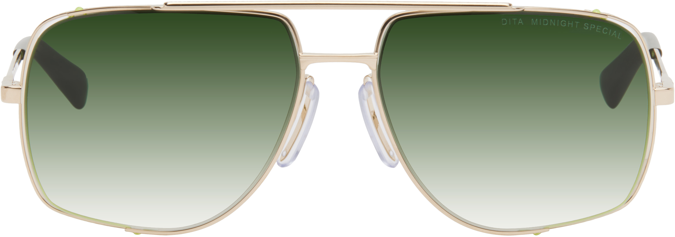 DITA: Lunettes de soleil MIDNIGHT SPECIAL doré et vert SSENSE France