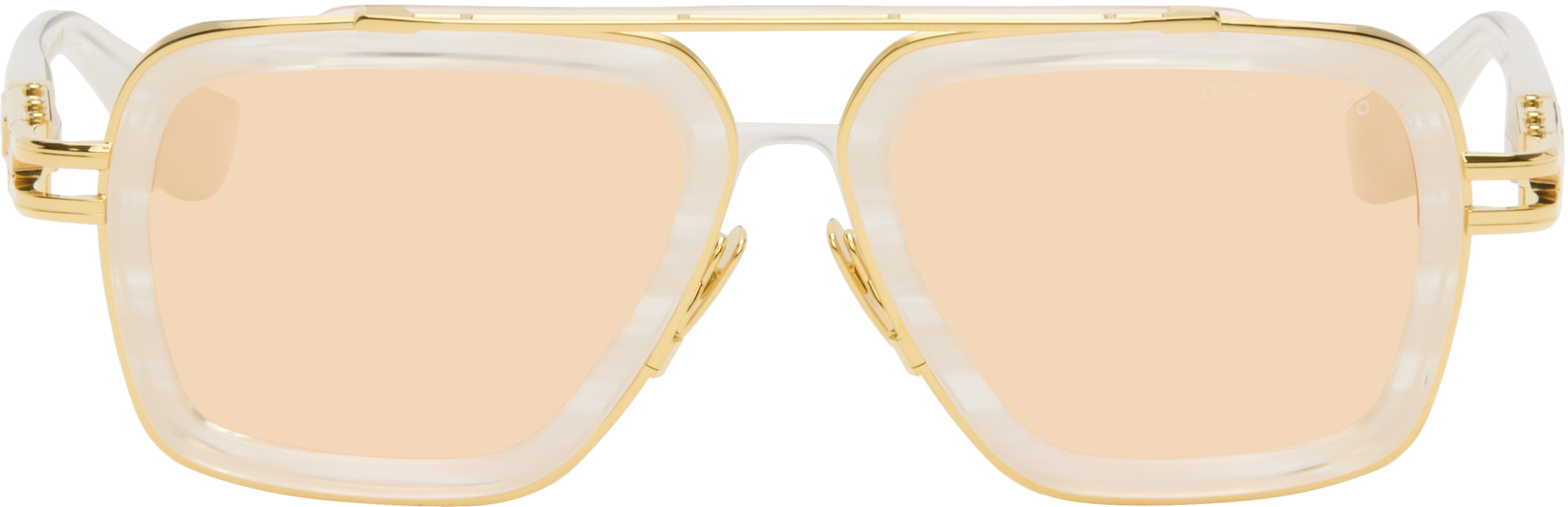 DITA: Lunettes de soleil LXN-EVO doré et blanc SSENSE France