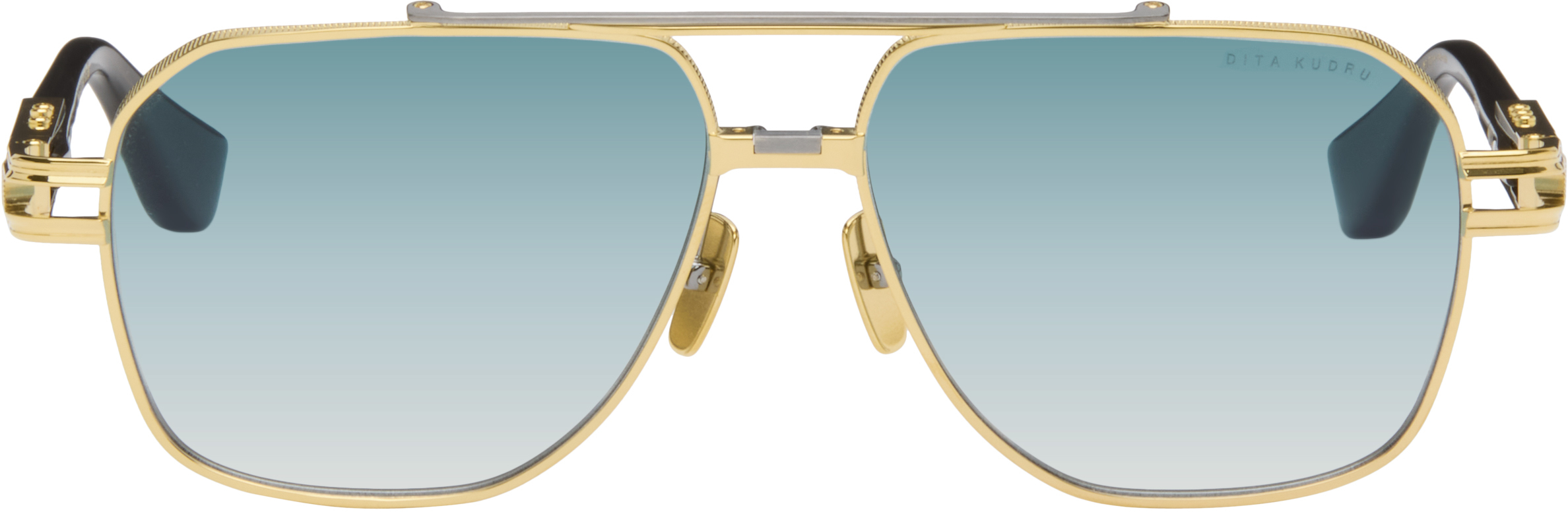 SSENSE Exclusive Gold KUDRU Sunglasses