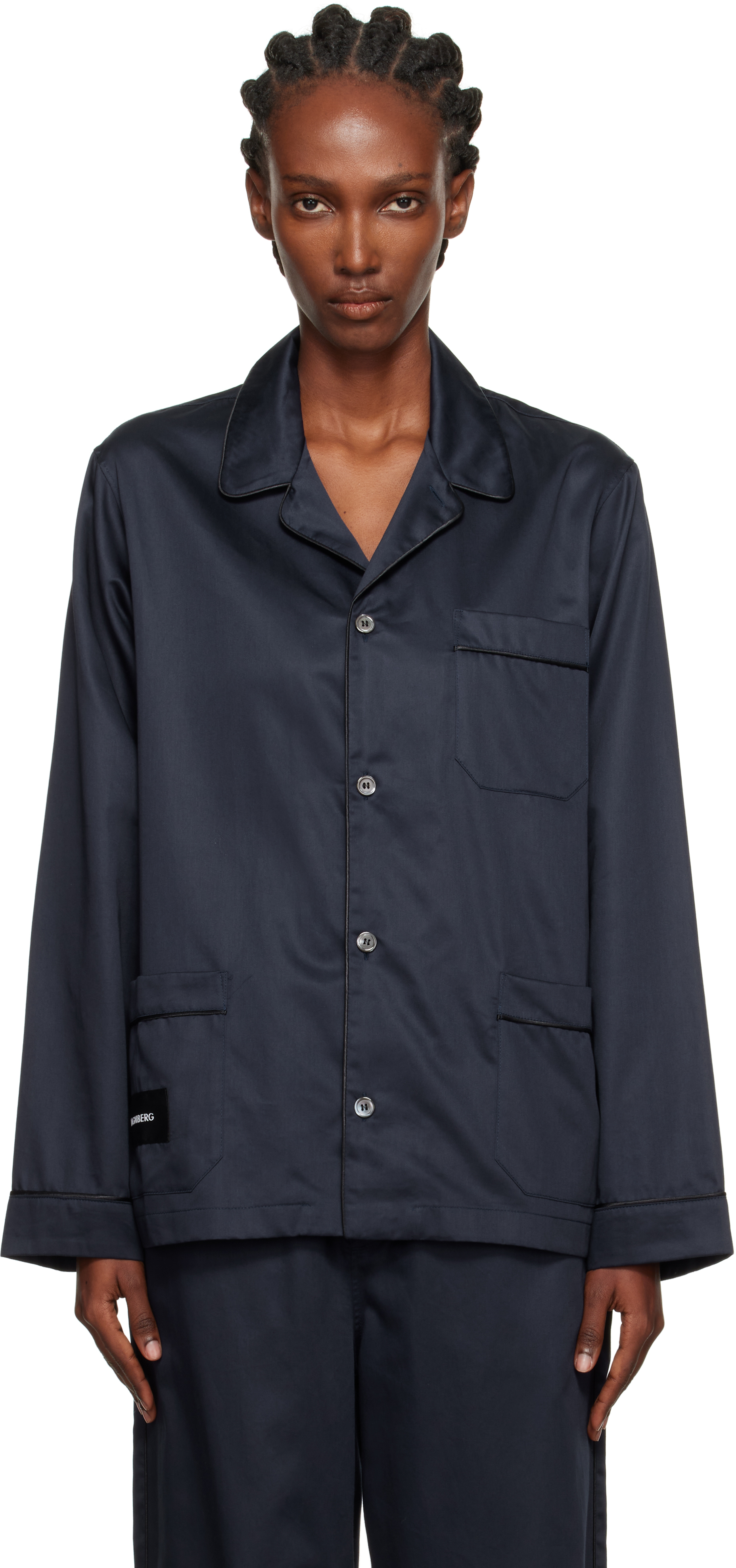 Magniberg Navy Sorbetto Pyjama Shirt In Blue