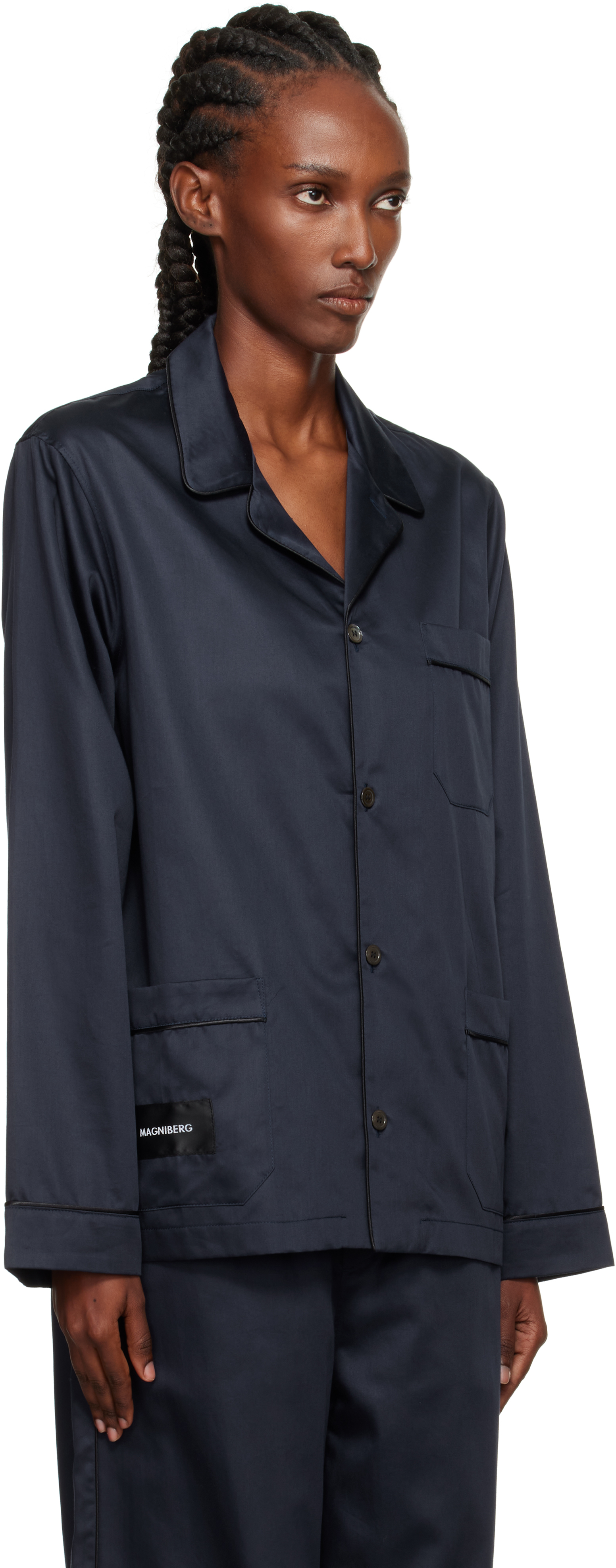 Magniberg Navy Sorbetto Pyjama Shirt In Blue