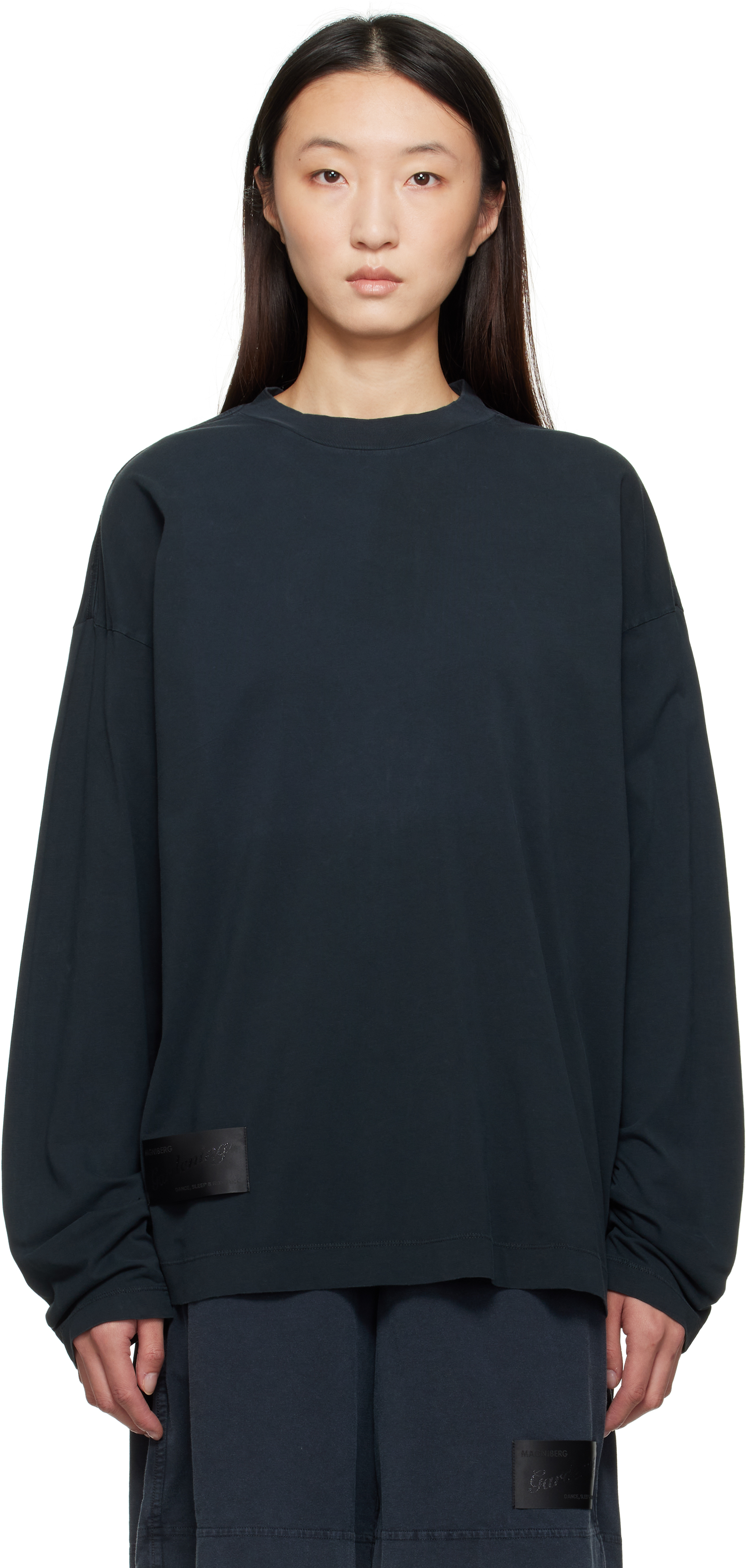 Black Full Long Sleeve T-shirt by MAGNIBERG on Sale