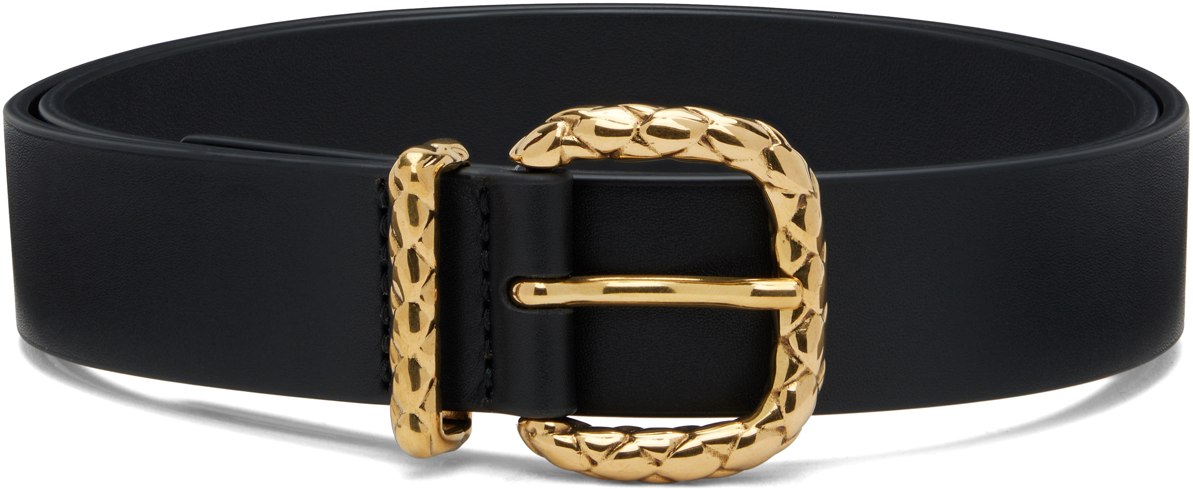 Bottega Veneta: Black Coaxial Loop Belt | SSENSE Bottega Veneta: Black Coaxial Loop Belt | SSENSE