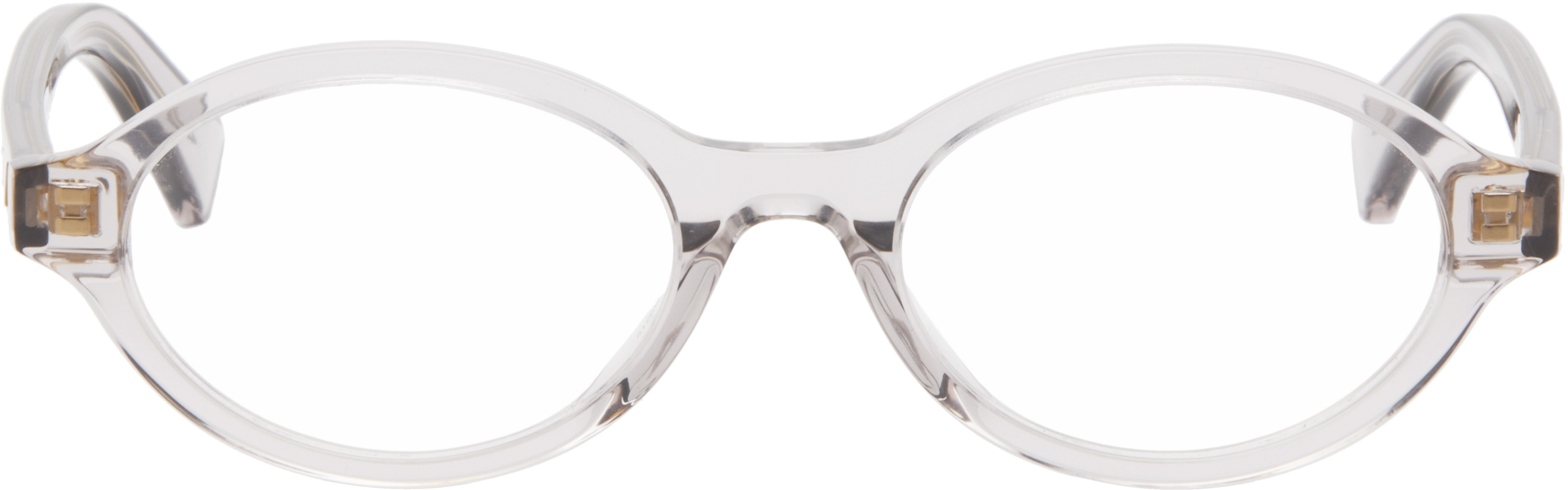 Transparent Triangle Stud Logo Round Glasses