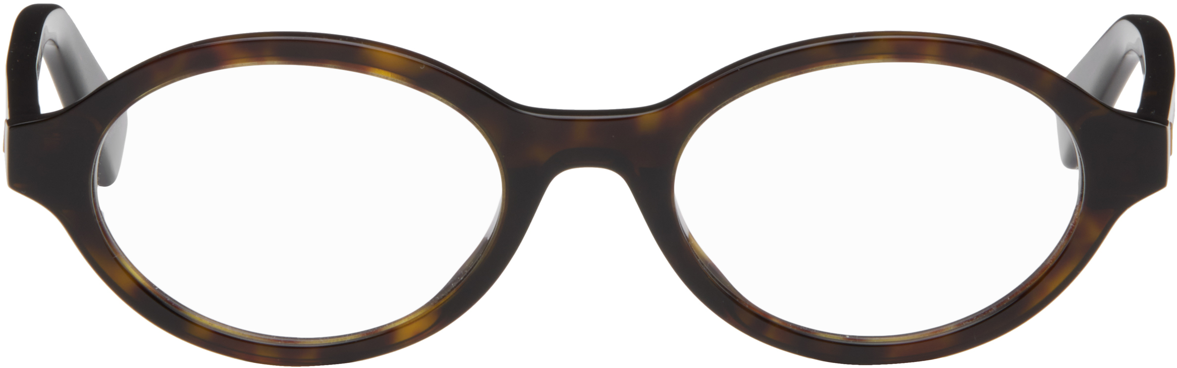 Brown Triangle Stud Logo Round Glasses