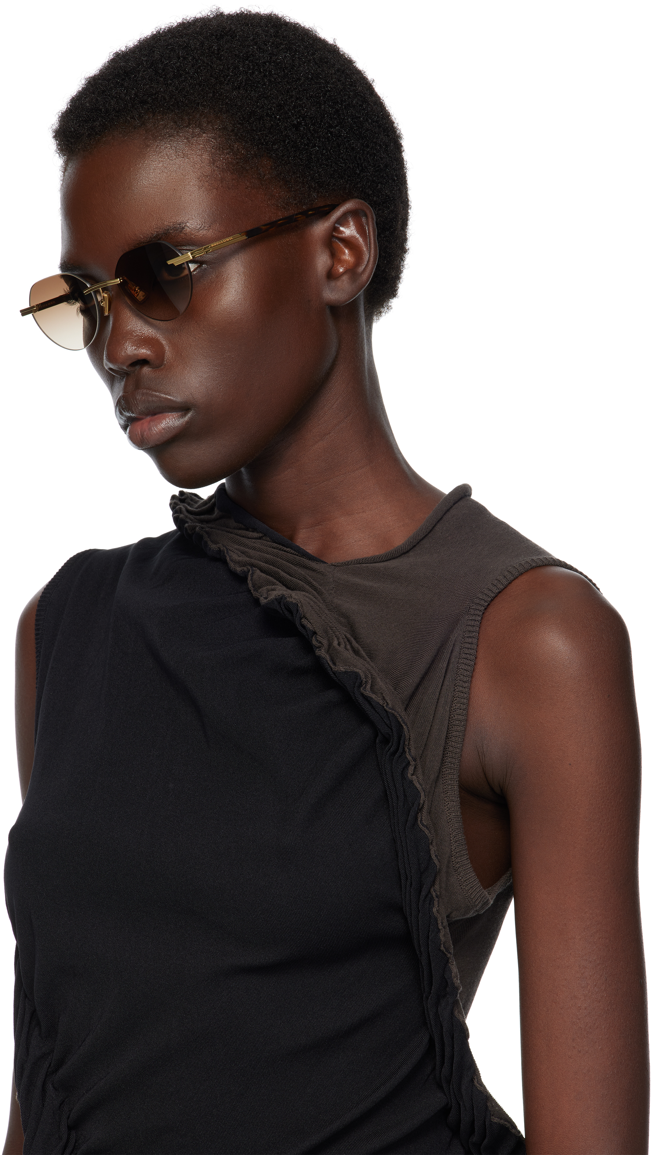 Bottega Veneta Gold Glaze Rimless Sunglasses